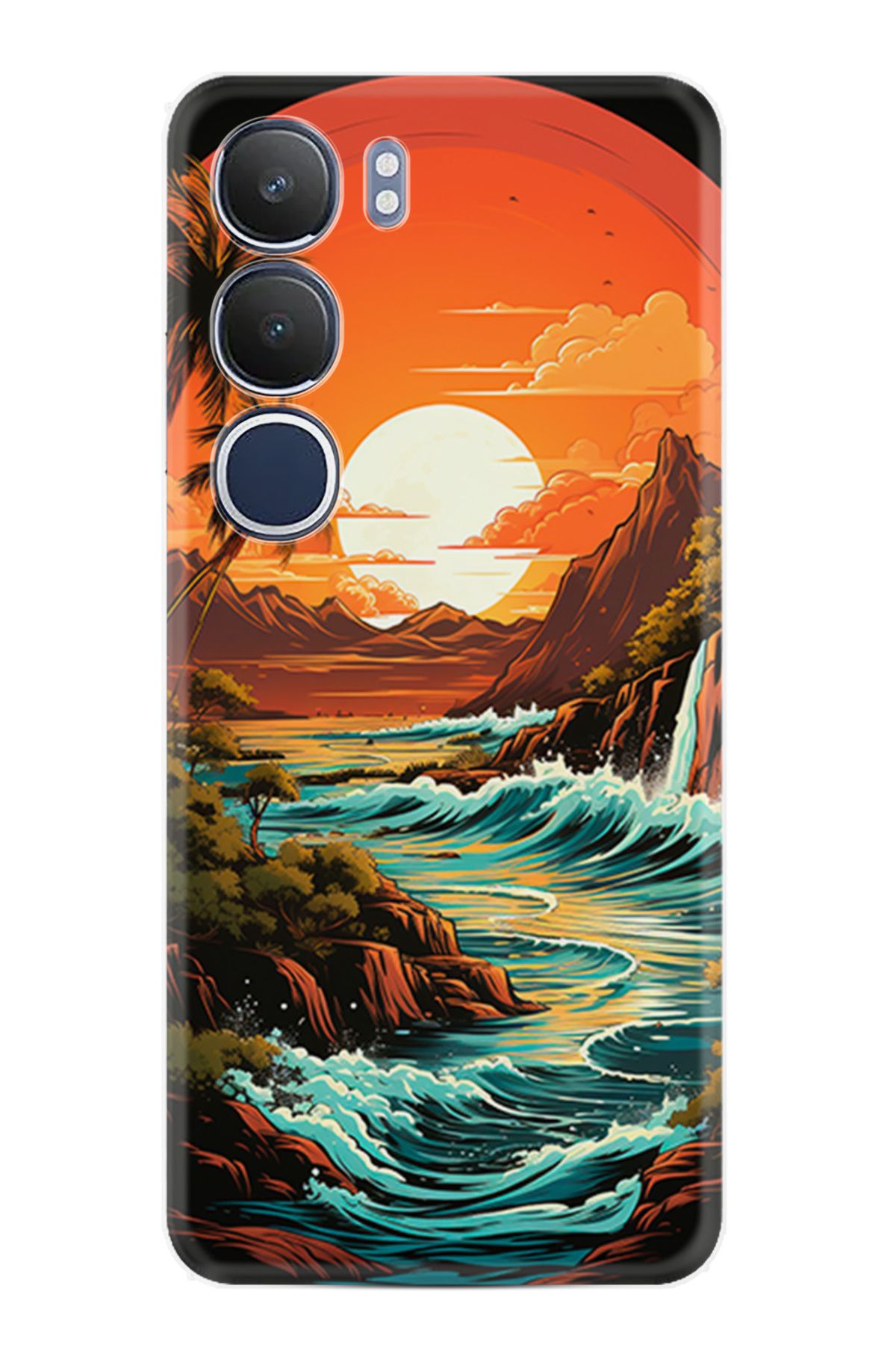 Kılıfland Vivo Y19S Kılıf Boutique Baskılı Resimli Retro Mountain Pcode -079