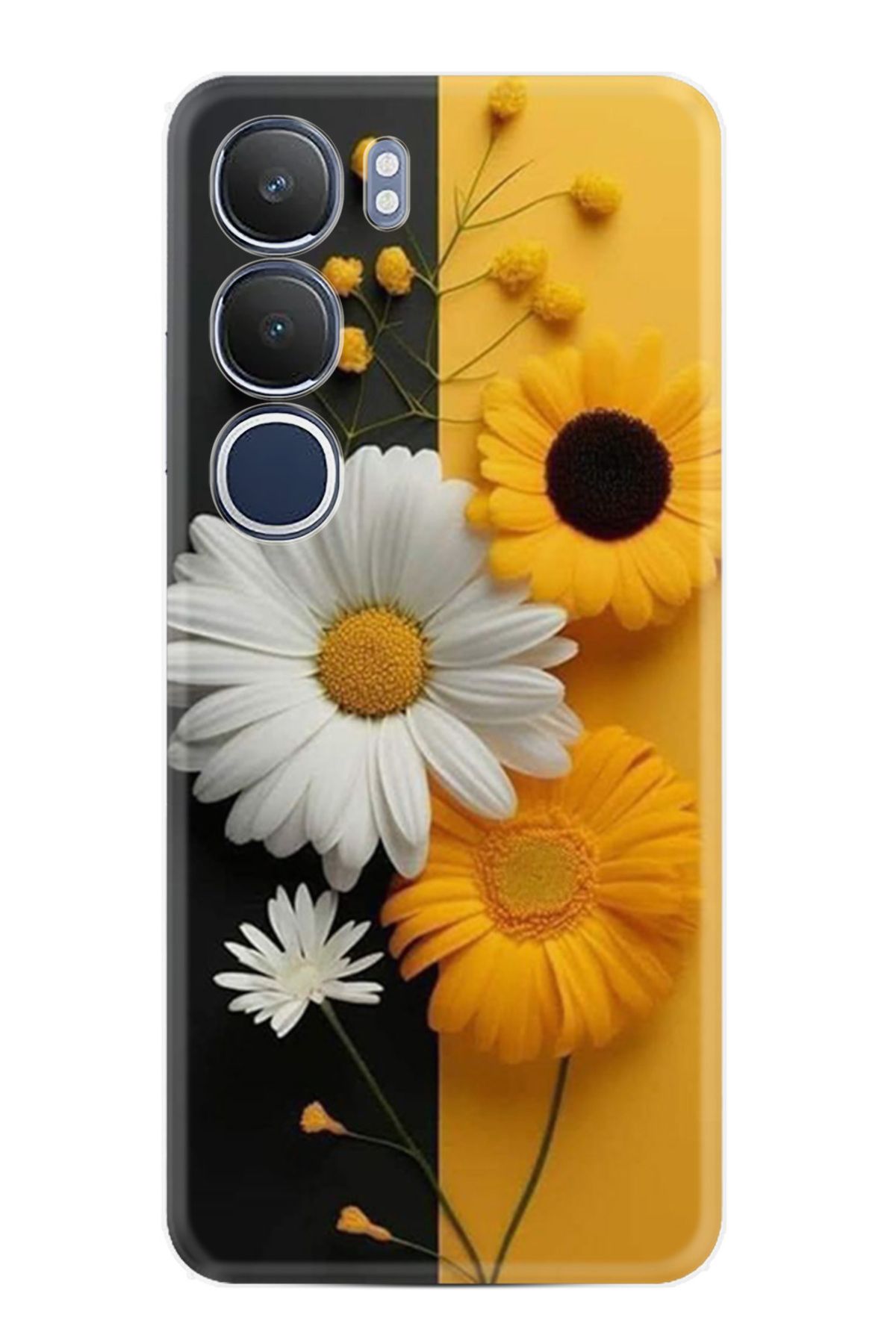Kılıfland Vivo Y19S Kılıf Boutique Baskılı Resimli Sarı Beyaz Çiçek Pcode -044