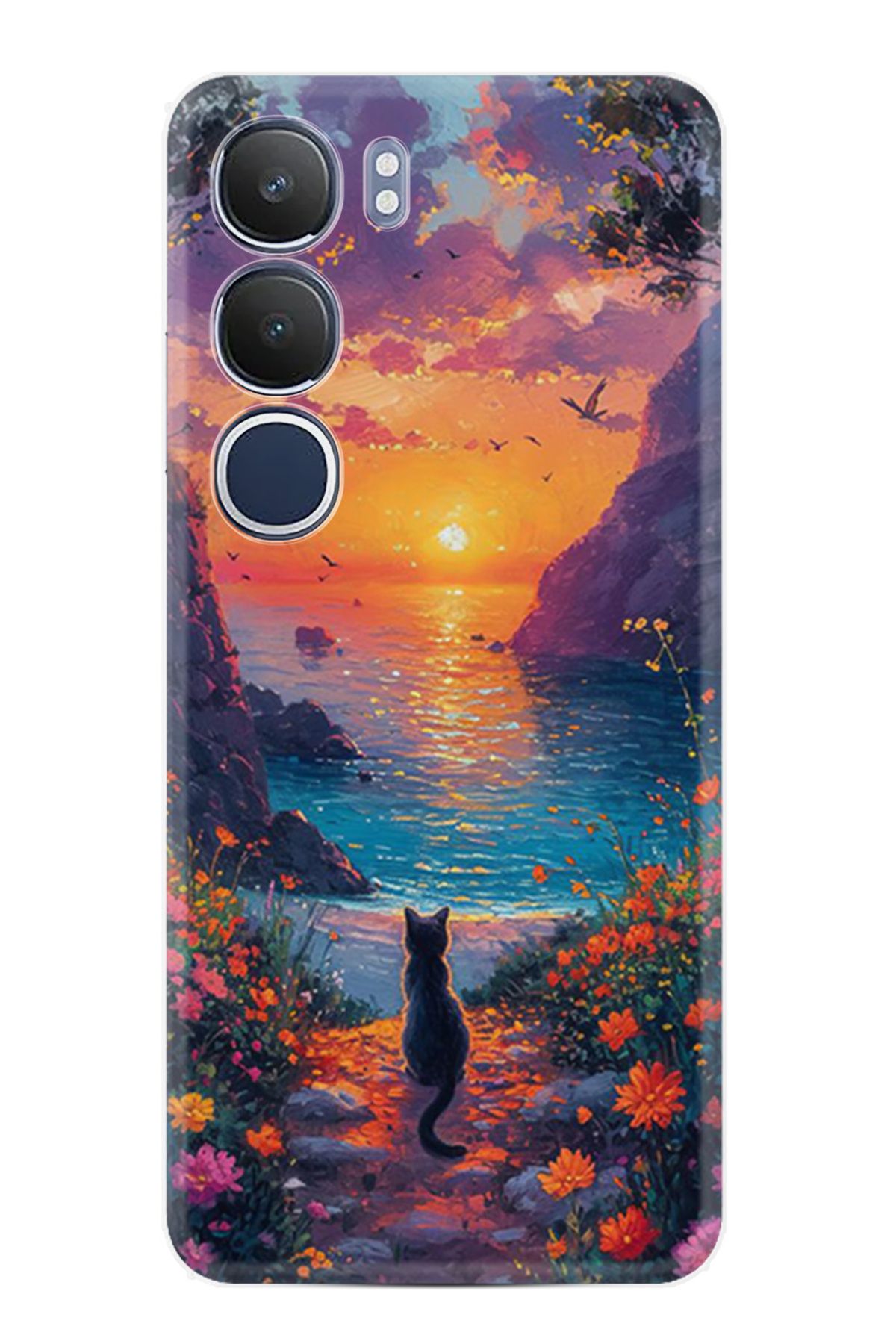 Kılıfland Vivo Y19S Kılıf Boutique Baskılı Resimli Manzara Kedi Pcode -096