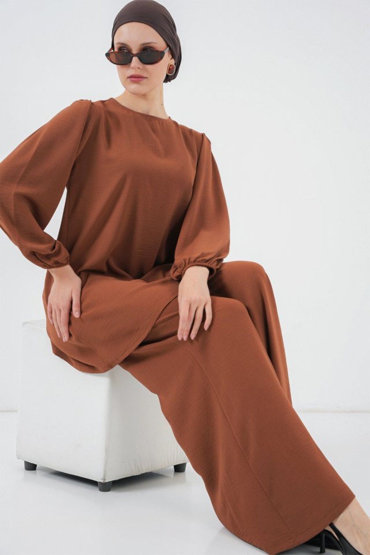 novafems Ayrobin Tunik Pantolon Alt Üst Takım 6712 - Sütlü Kahve
