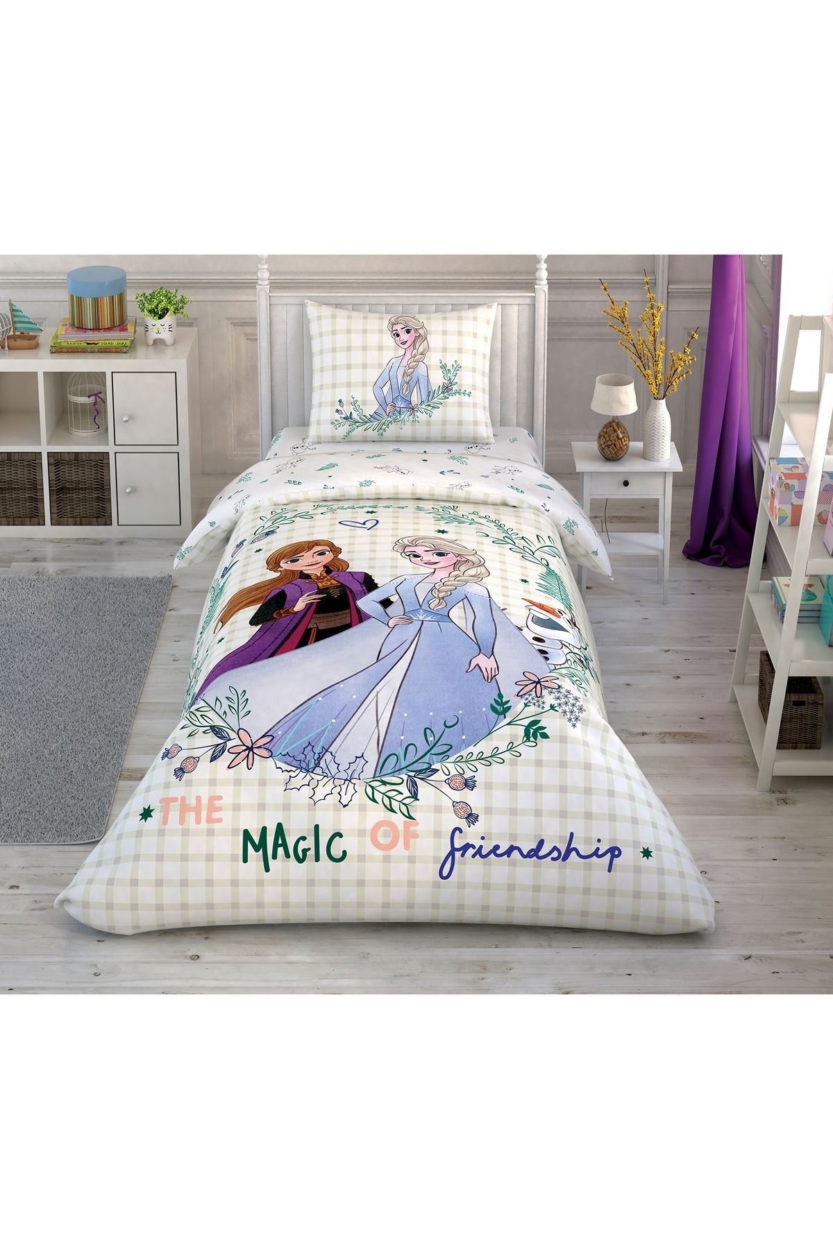 Taç-Set de lenjerie de pat din bumbac cu licență Disney Frozen 2 Friendship 1