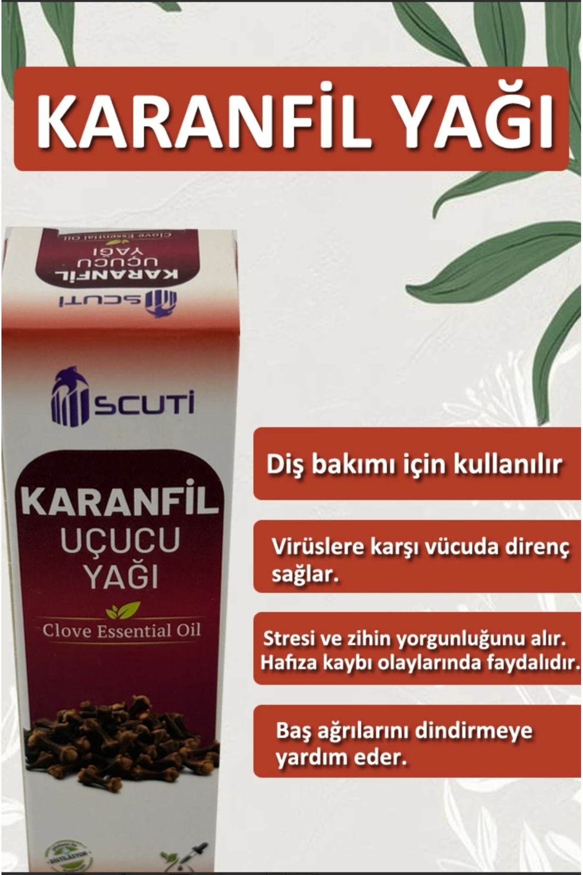 scuti %100 Doğal Karanfil Yağı 10 ml