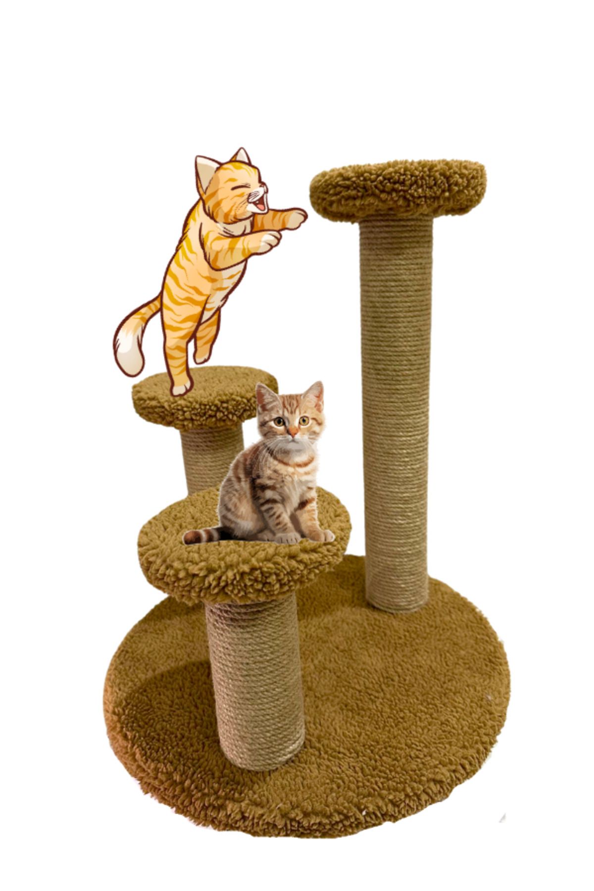 Komano Pontika-Plush Textured 3-Piece Bouncy Play/Scratching Cat Scratching Board 44 cm Soft Loved Colors 3