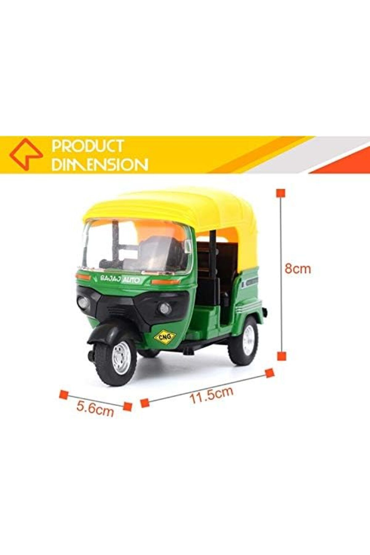 AWH-1: 14 Scale Auto Die Cast Metal Rickshaw Model (Multicolour) 2