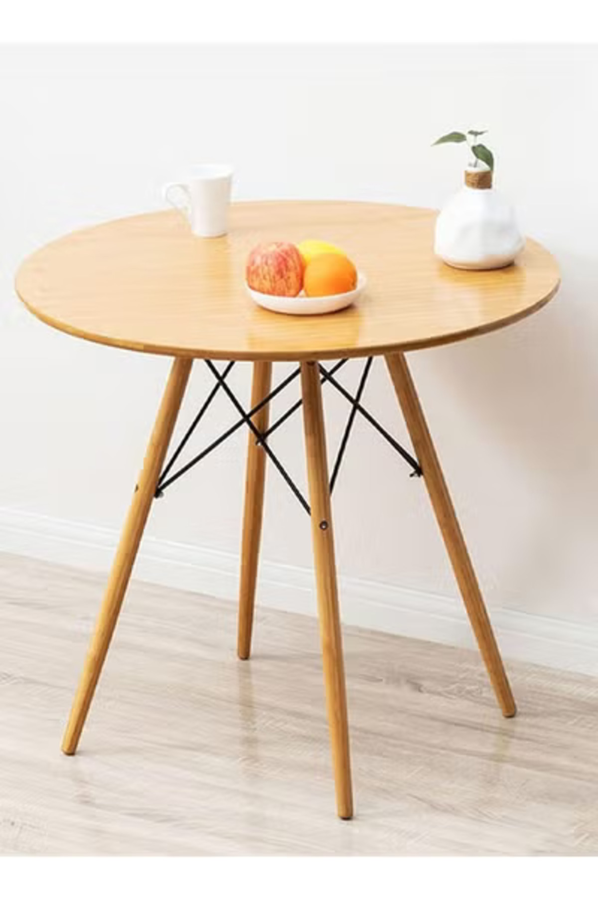 Taimi-Round Dining Table 80CM Modern Pedestal Circle Room Table Leisure Tea Coffee Kitchen Table Wooden 4
