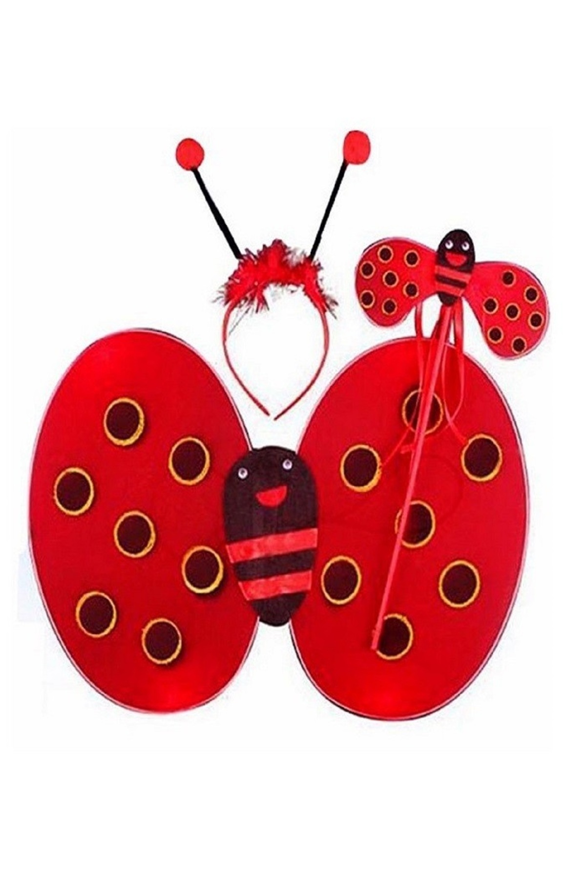 KOSTÜMCE Uğur Böceği Kanat Taç Asa Set