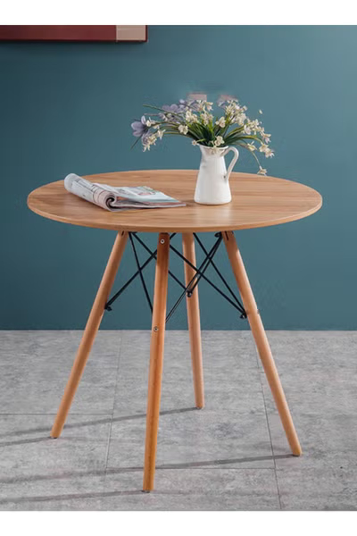 Taimi-Round Dining Table 80CM Modern Pedestal Circle Room Table Leisure Tea Coffee Kitchen Table Wooden 3