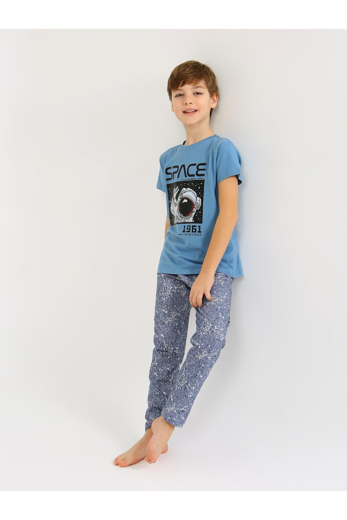 vitmo Erkek Çocuk Kısa Kollu %100 Pamuklu Pijama Takımı Go Space fotoğrafı 2 (önizleme)