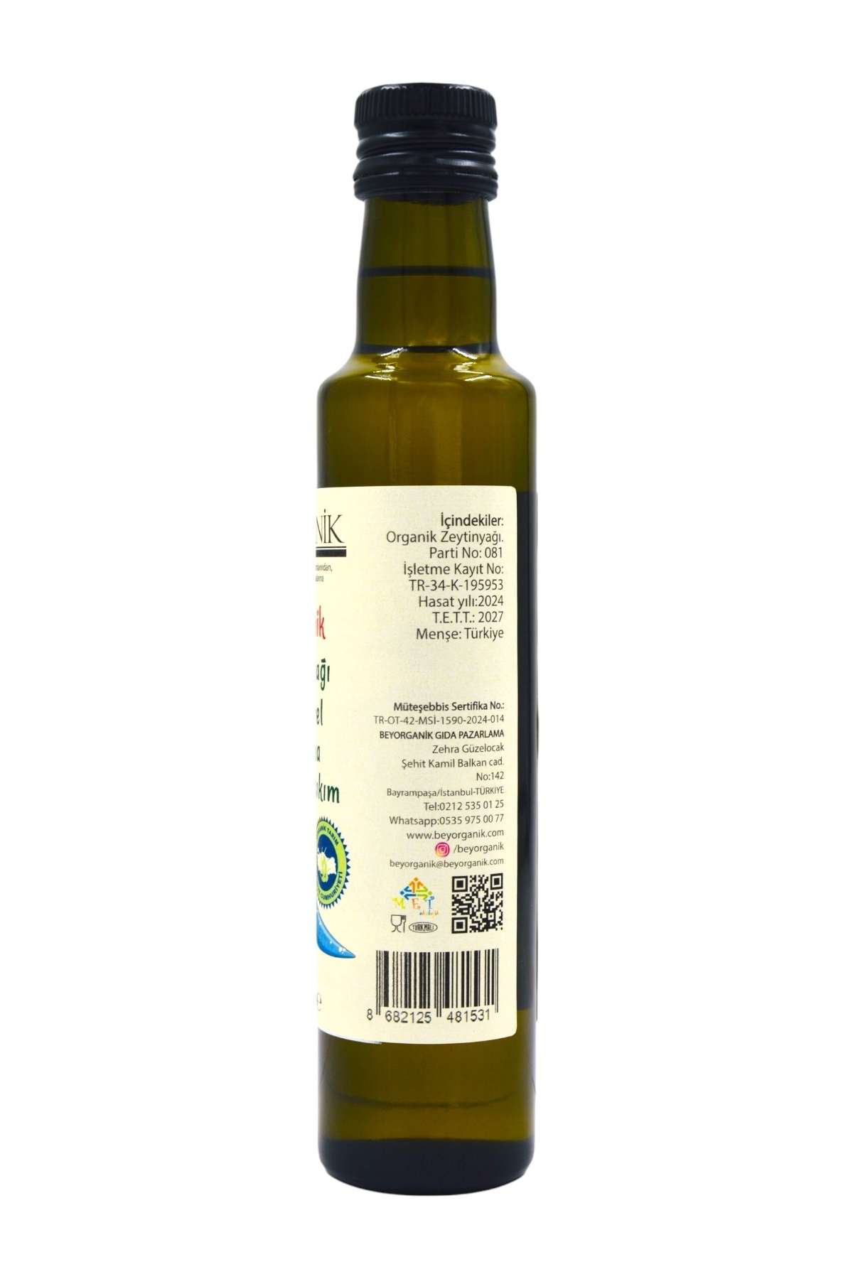 BEYORGANİK Organik Soğuk Sıkım Sızma Zeytinyağı 250ml Soğuk Sıkım, 0,3 Asit fotoğrafı 4 (önizleme)