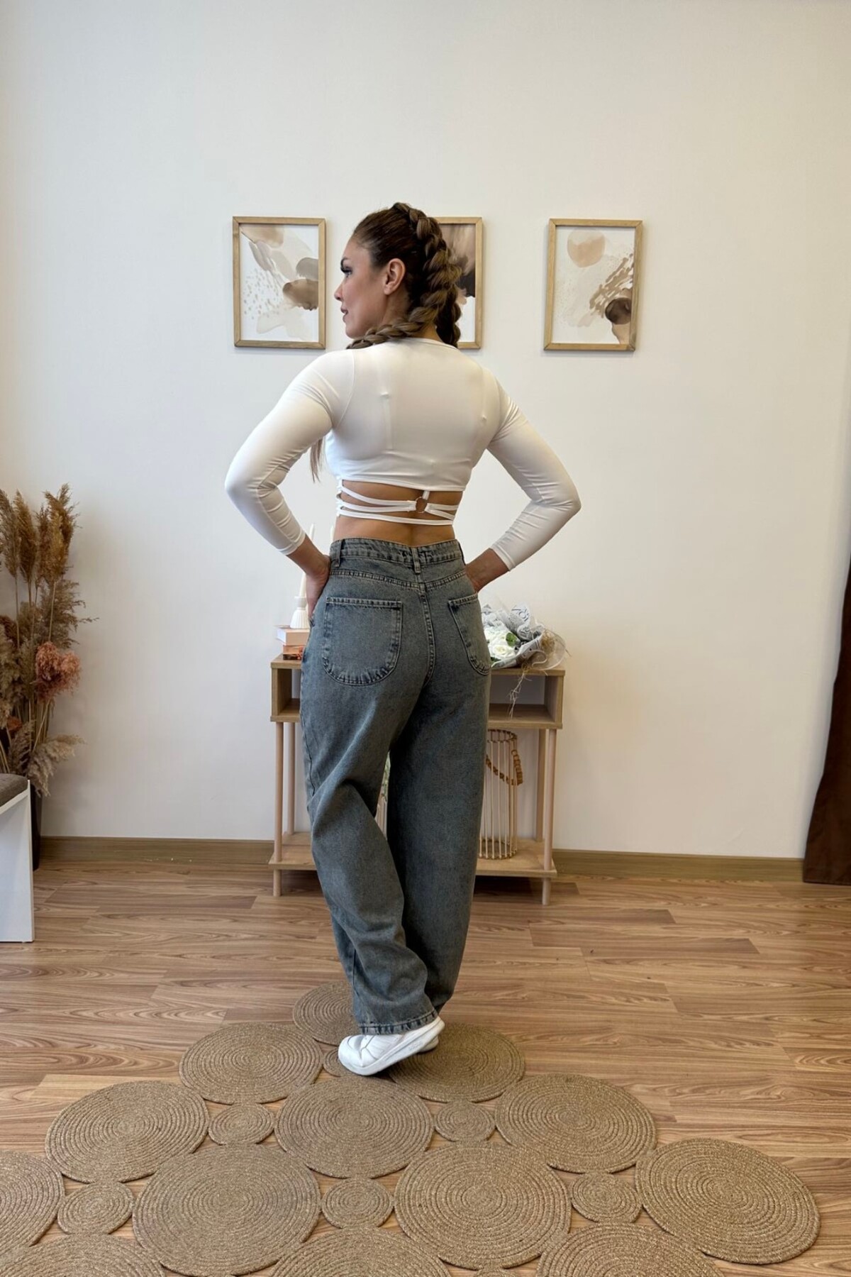 Aychayla Soluk Efektli Baggy Jean görsel 3