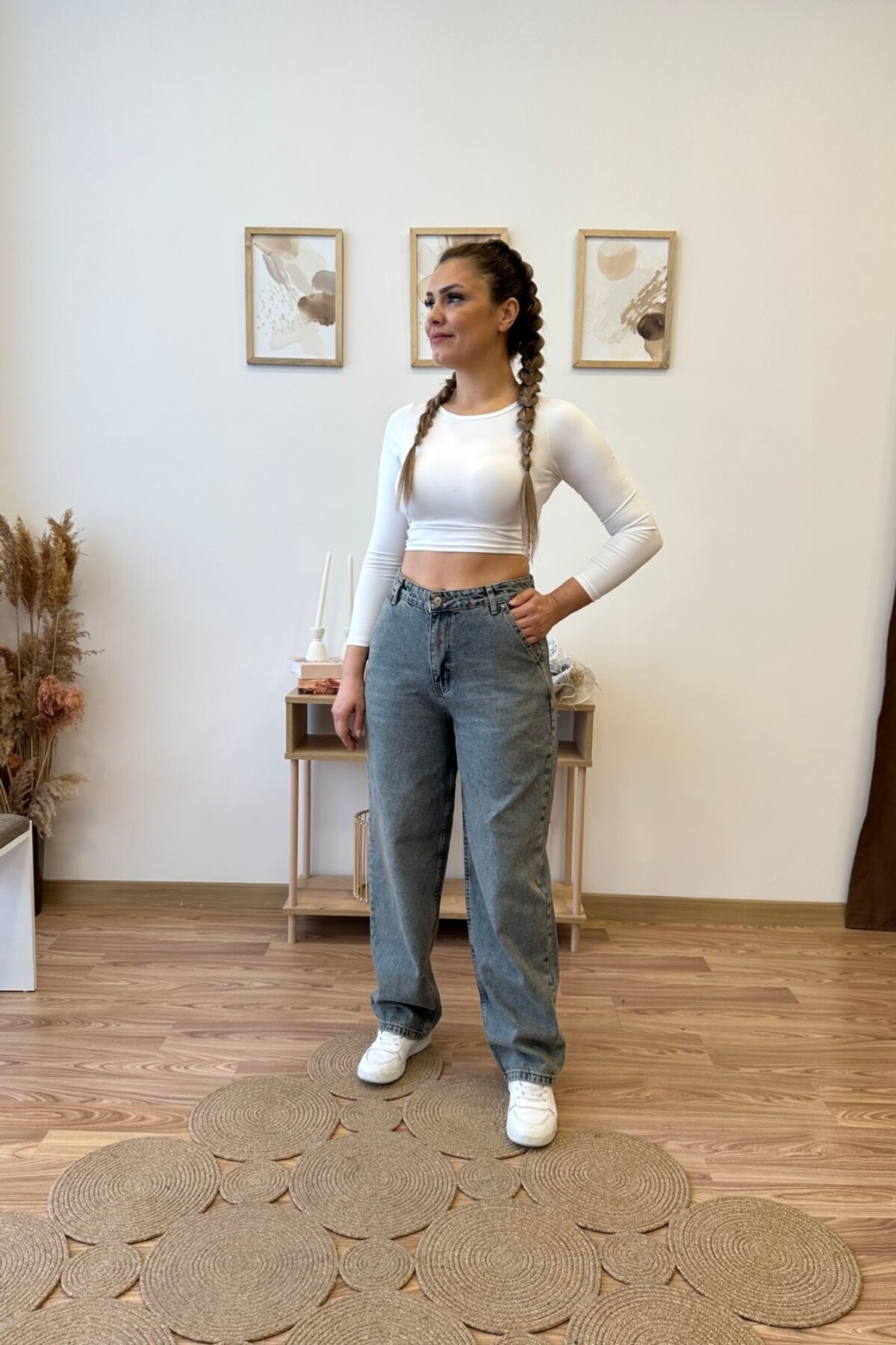 Aychayla Soluk Efektli Baggy Jean görsel 2