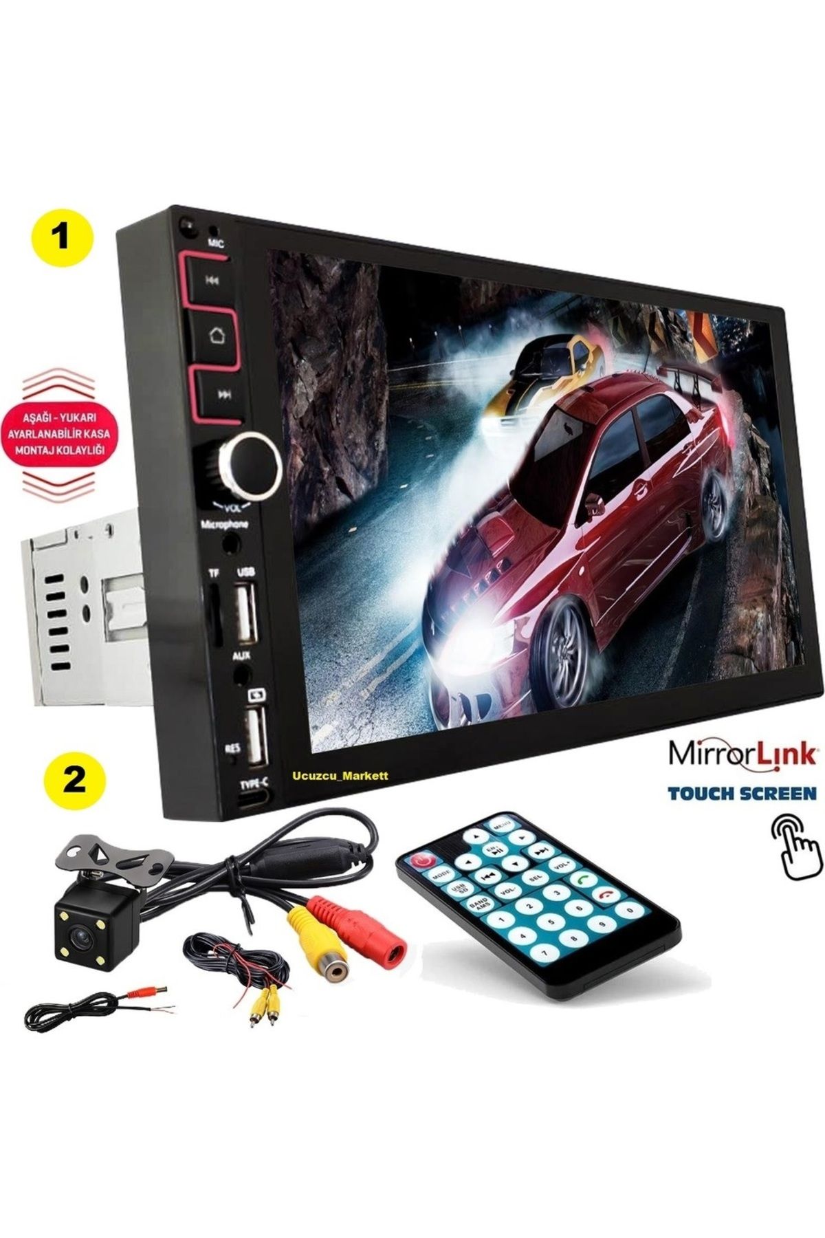 Uygun 9 inç Büyük Ekran Double Teyp(Şahın Tofaş Model)+4 LED Gece Görüşlü Geri Vites Kamera ikisi Birlikte