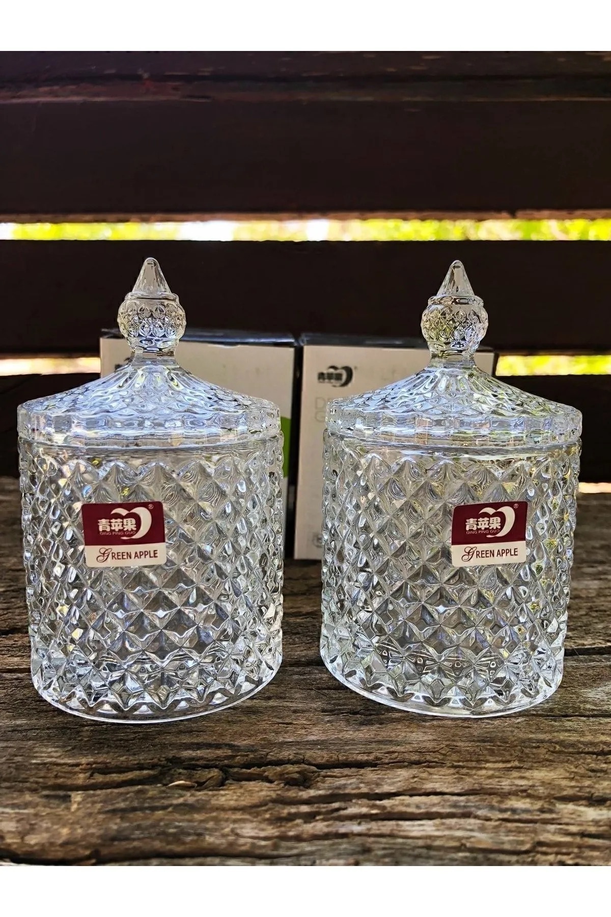 2 Pieces Glass Sugar Bowl Cutting Lid Modern Luxury And Stylish Cutting Volume 300 ml Crystal Cut Modern Sugar Bowl