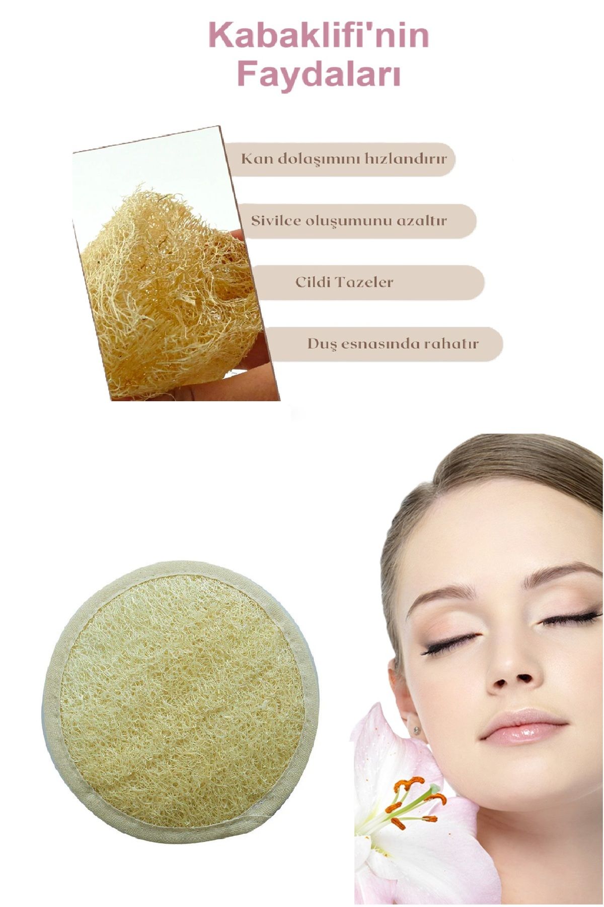 Nadom-Natural Pumpkin Fiber Face Pad Exfoliating Effective Round Bath Scrub 1