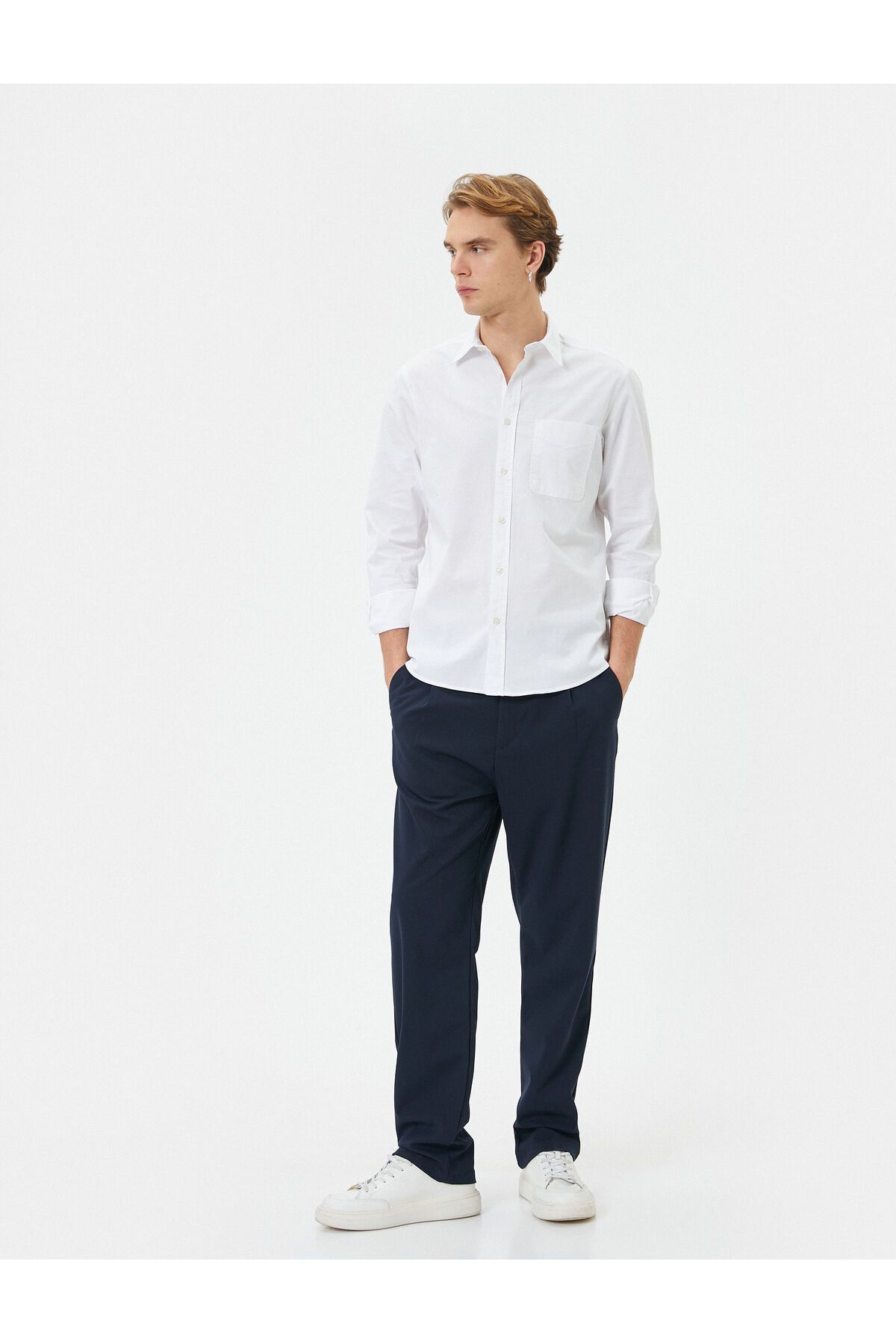 Koton-Slim Fit Shirt Pocket Detailed Classic Collar Buttoned Long Sleeve 2