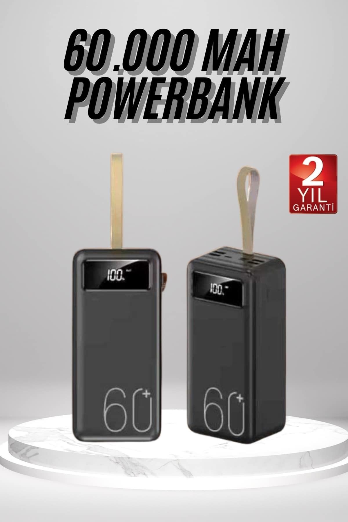 teknodayım Powerbank 60.000 Mah Taşınabilir Şarj Hızlı El Fenerli Dijital Göstergeli