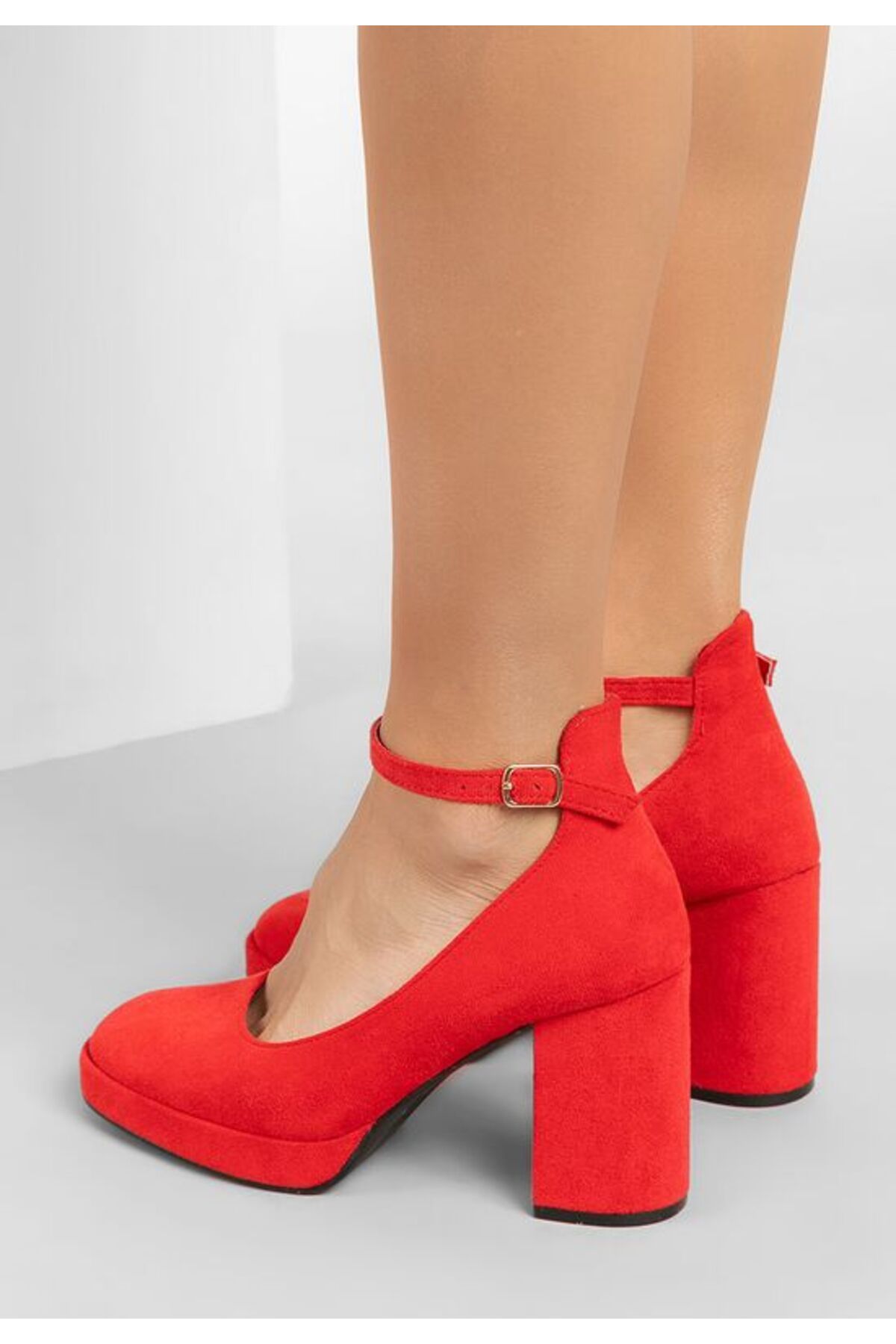B T Shoes-Isperta V2 Red Chunky Heel Shoes 10