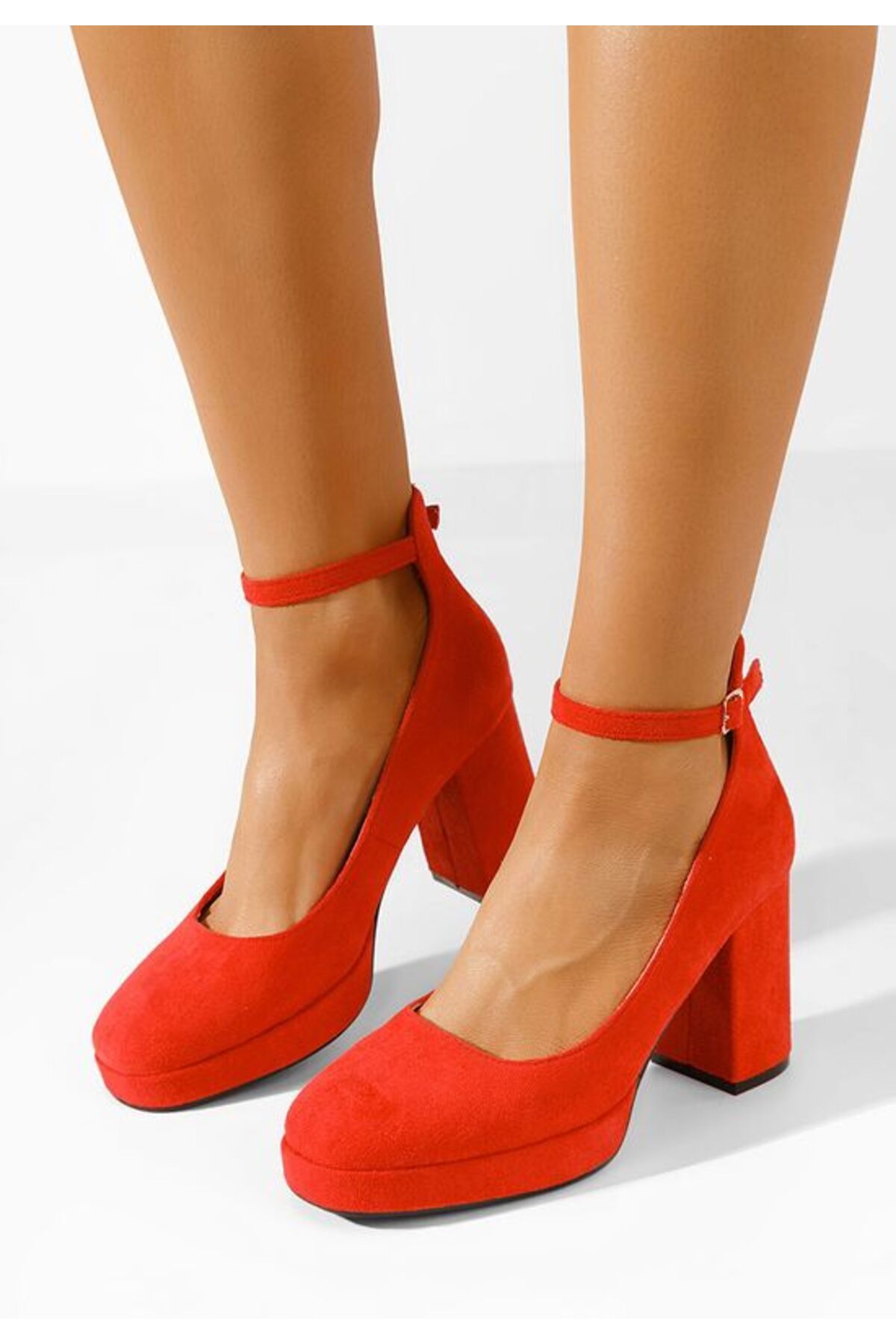 B T Shoes-Isperta V2 Red Chunky Heel Shoes 8