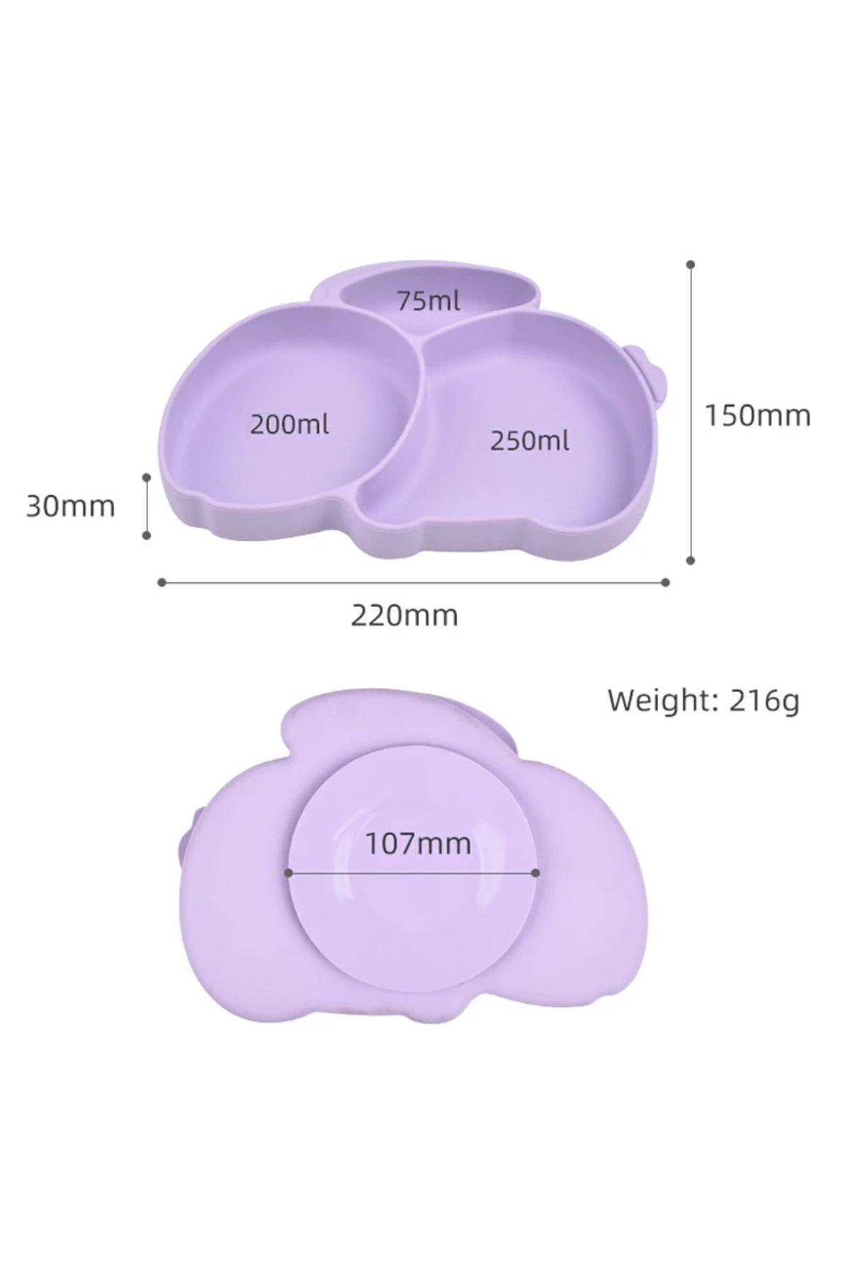 jojobebek Silikon Beslenme Seti Vakumlu Silikon Mama Tabağı, Mama Kasesi, Önlük, Kaşık,pipetli Bardak fotoğrafı 4 (önizleme)