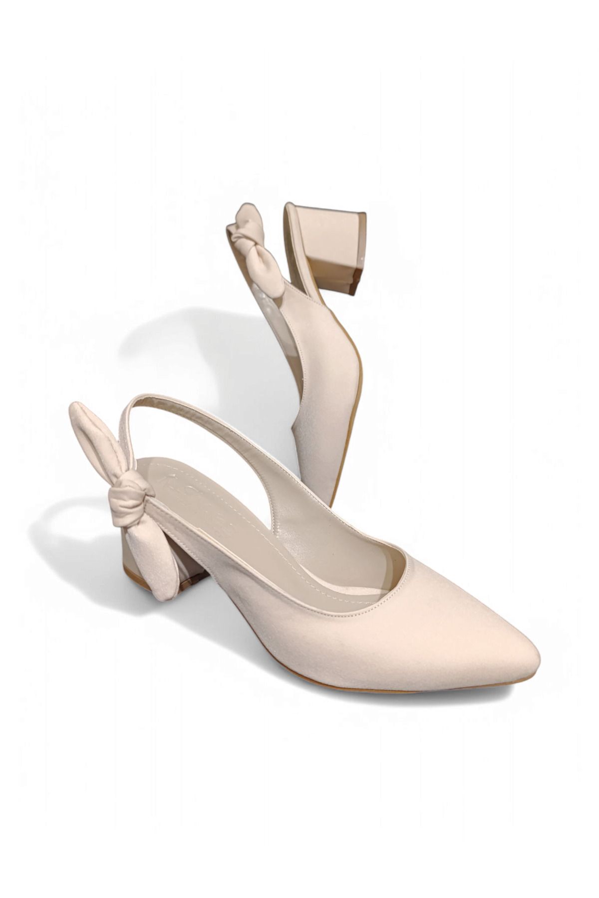 Duygununbutiği-Bow Short Heel Daily Evening Dress Use Women Shoes 3