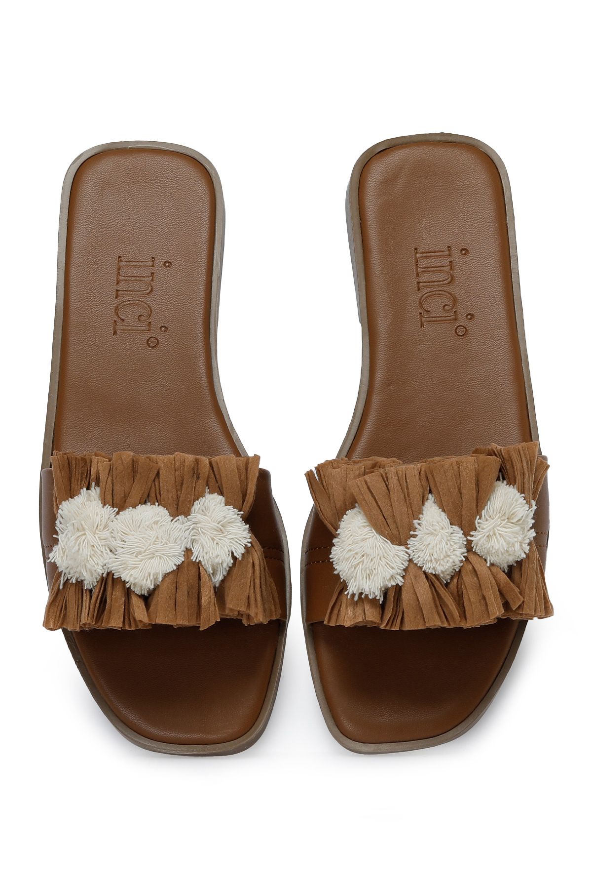 دمپایی چند رنگ زنانه Freyes 3fx Brown Slipper Flat İnci