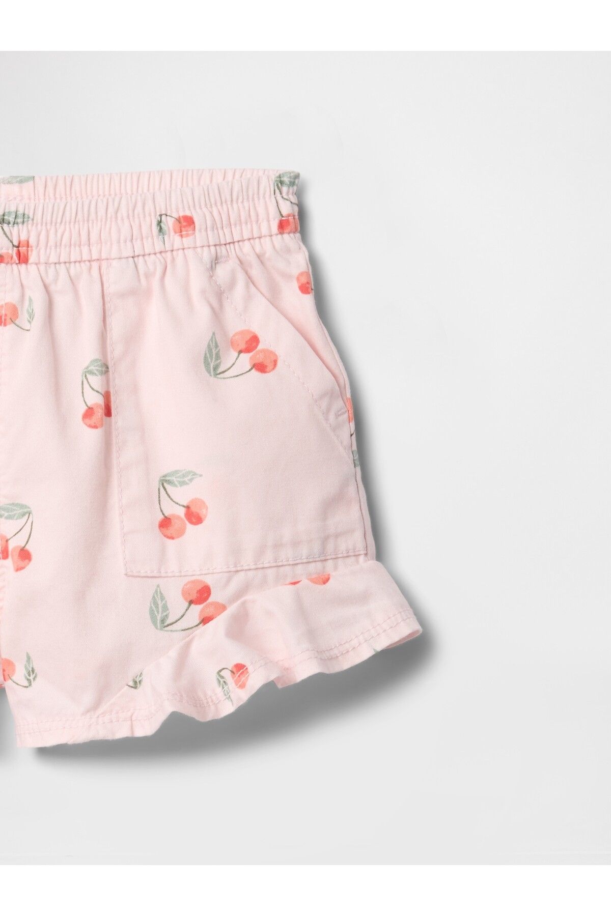 Kız Bebek Pembe Fırfırlı Pull-On Twill Şort - 2