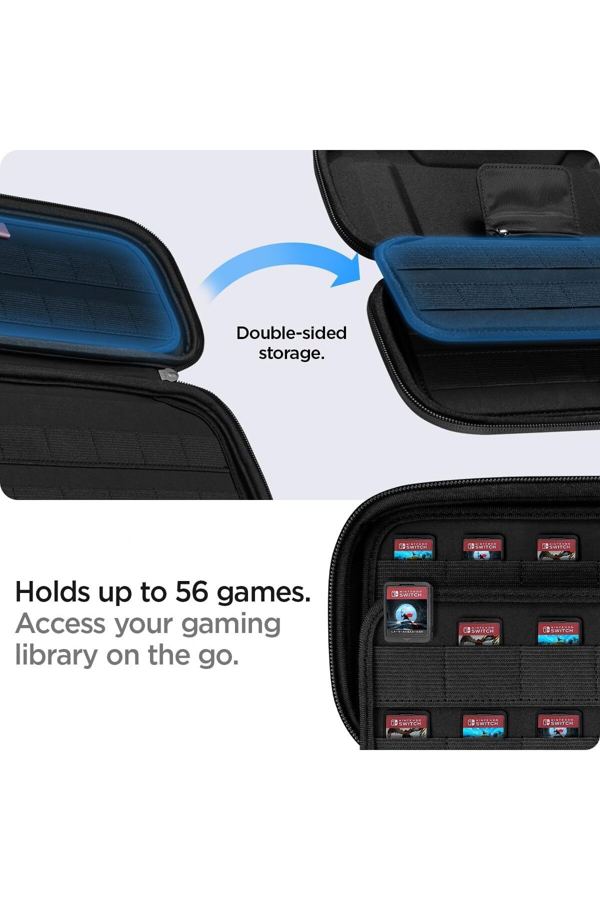 Spigen-Rugged Armor Pro Game Card case for Nintendo Switch/OLED Micro SDCards/AirTag Portable Black 3