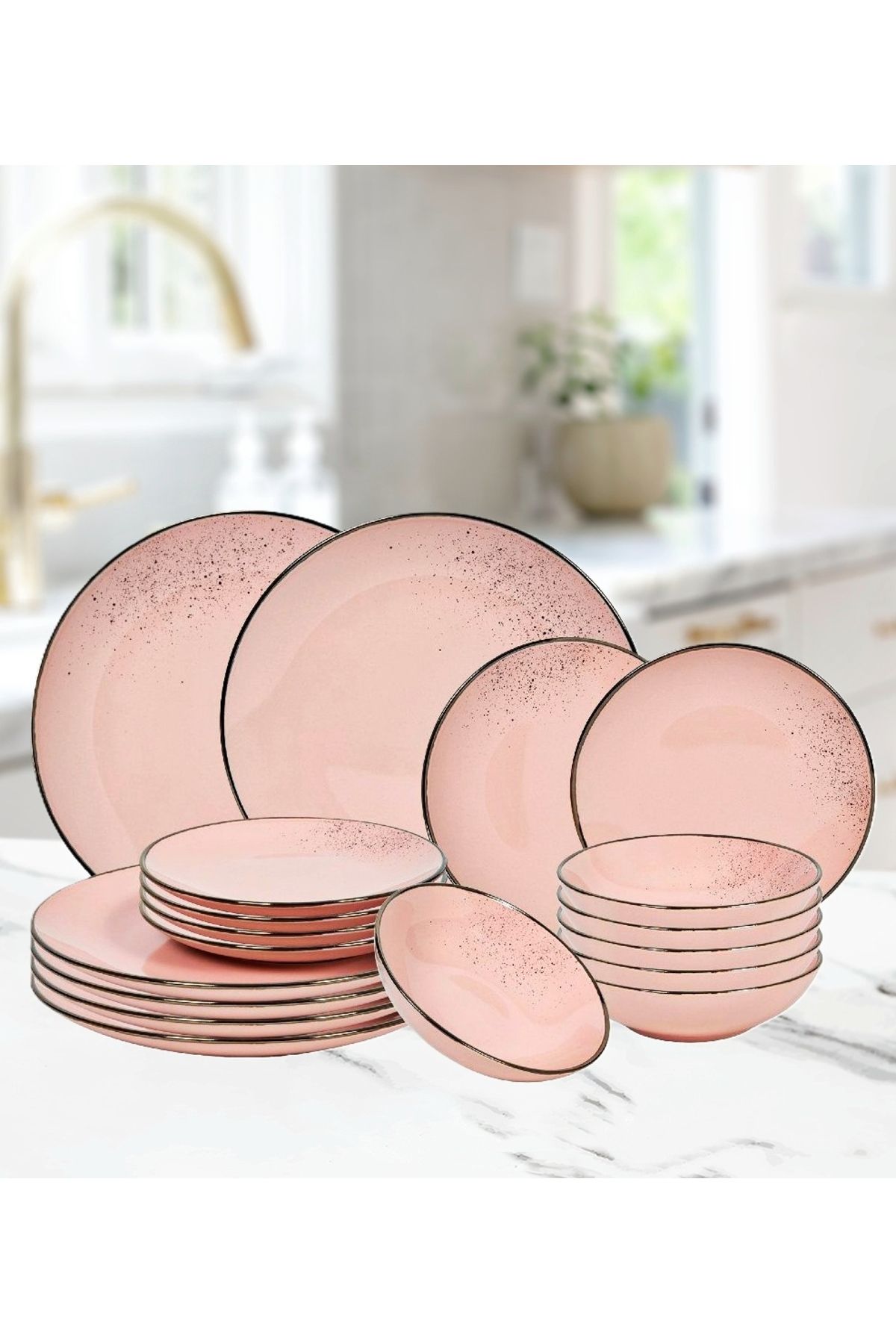 Tavola Set De Sufragerie Din 18 Piese Set Farfurii Roz Lucca - One Size