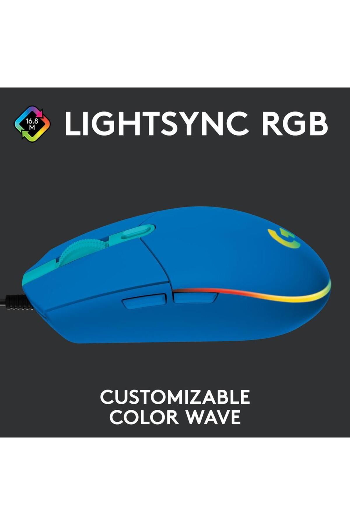 logitech-Mouse Gaming Logitech G102 Lightsync, 8000 dpi, iluminat RGB, USB (Albastru) 5