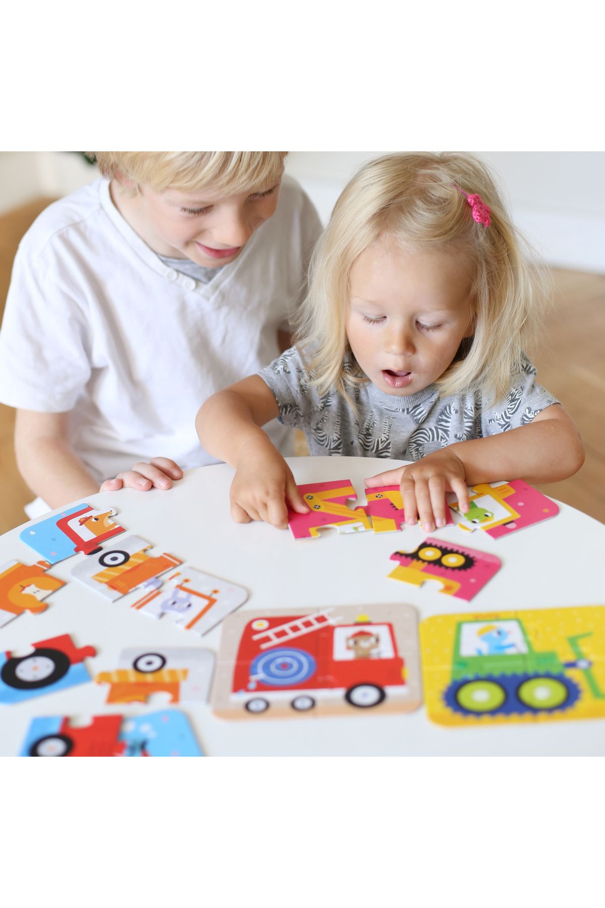 banana-Joc memorie tip puzzle Banana Panda, On the Go Puzzle Vehicles, 5 puzzle-uri cu 4 piese 4