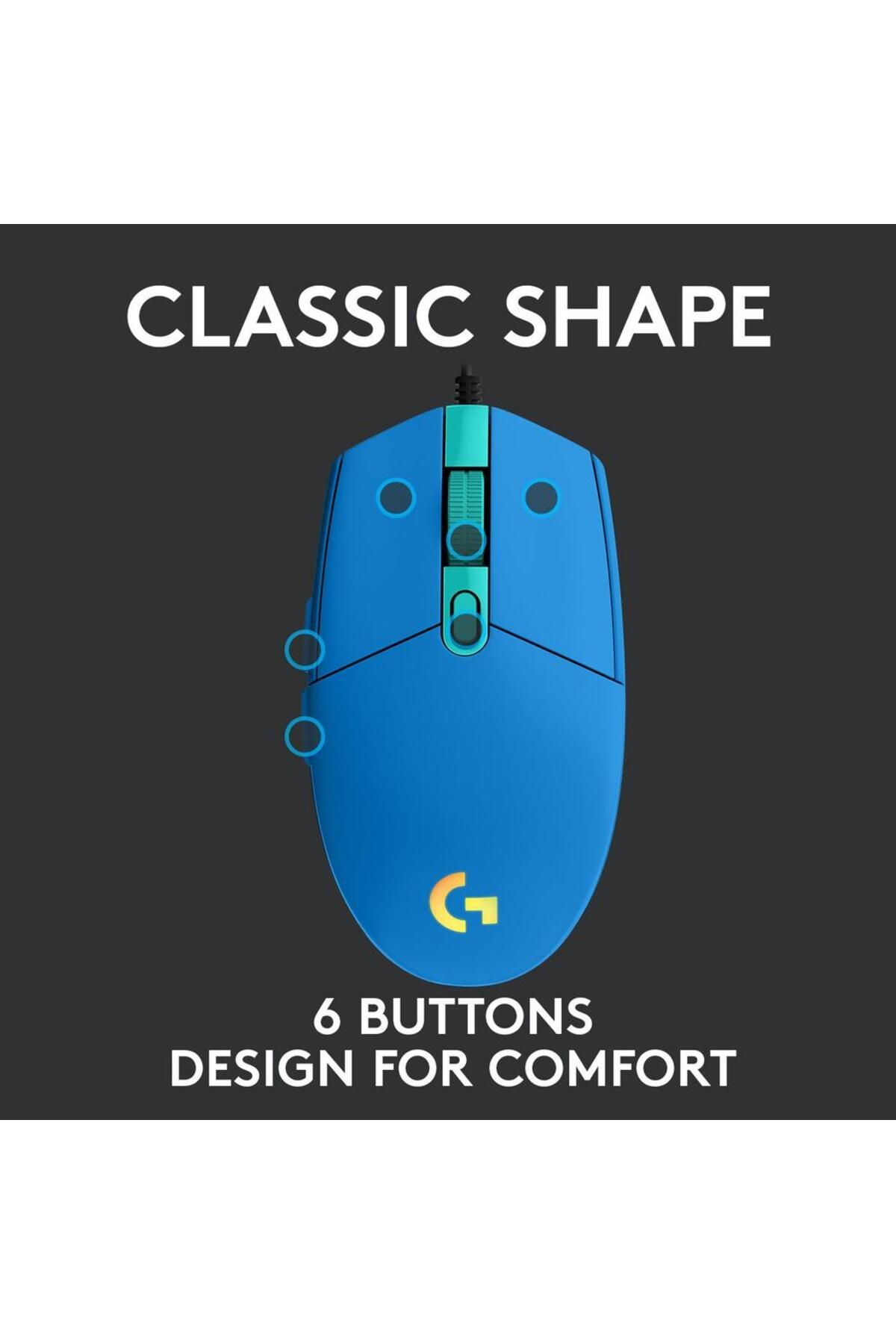 logitech-Mouse Gaming Logitech G102 Lightsync, 8000 dpi, iluminat RGB, USB (Albastru) 7