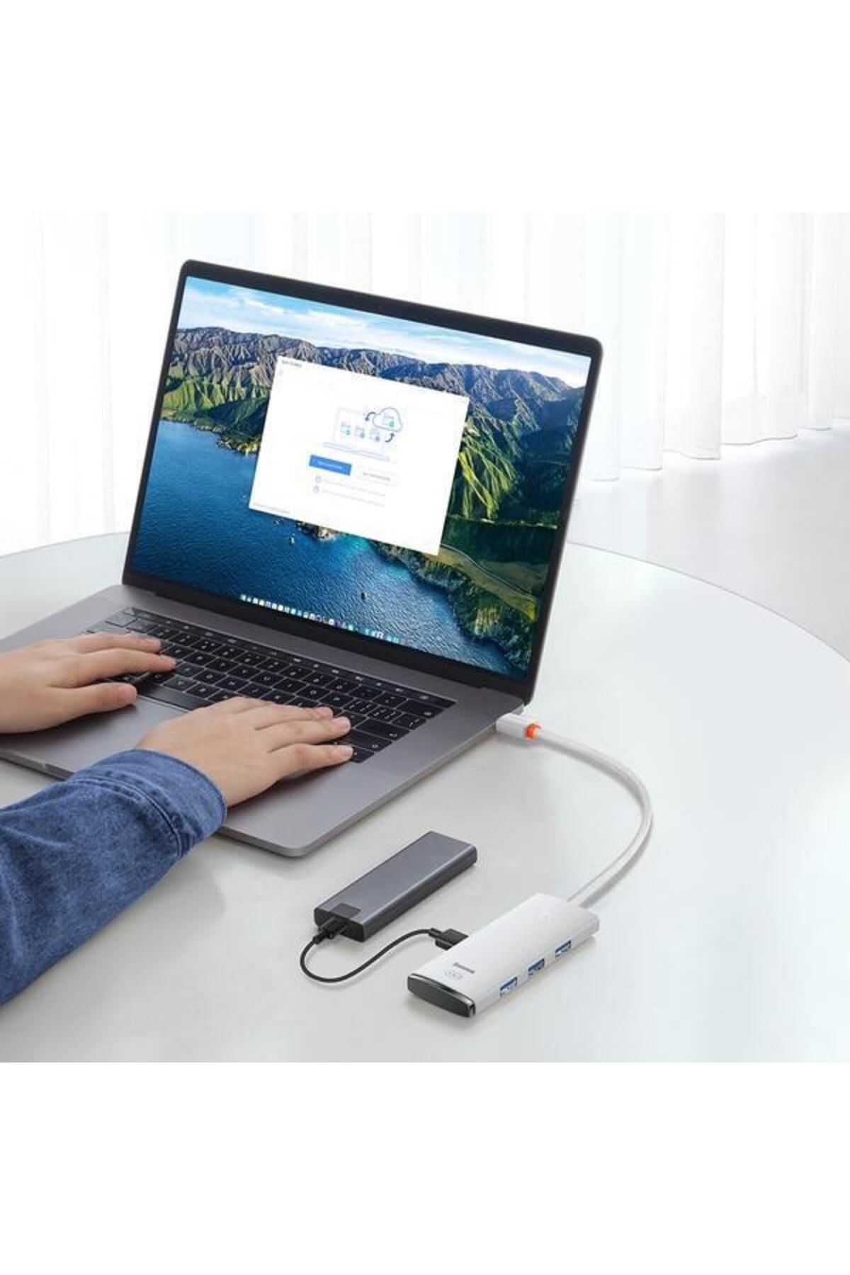 Baseus-Hub USB Baseus Lite WKQX030002, 4 porturi USB 3.2, 0.25m (Alb) 3