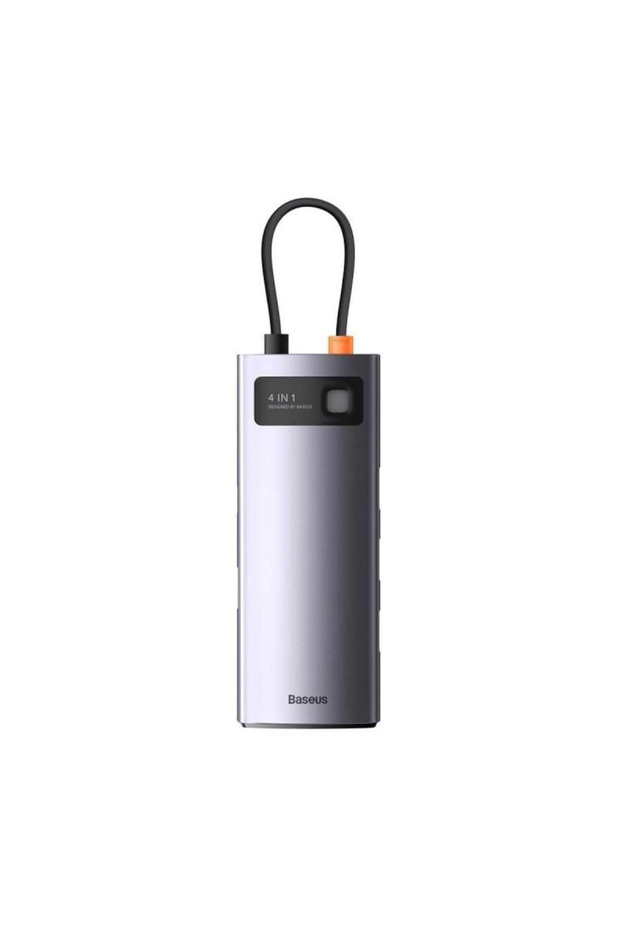 Baseus-HUB USB Baseus Metal Gleam WKWG070013, aluminiu, 4-in-1, USB-C - 4x USB 3.2 (Gri) 4