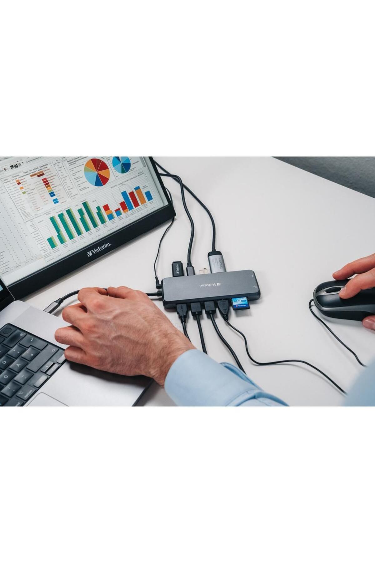 Verbatim-USB-C 14-in-1 Hub: Dual HDMI, VGA, Ethernet, USB-A/C, SD Reader, Audio Jack 2
