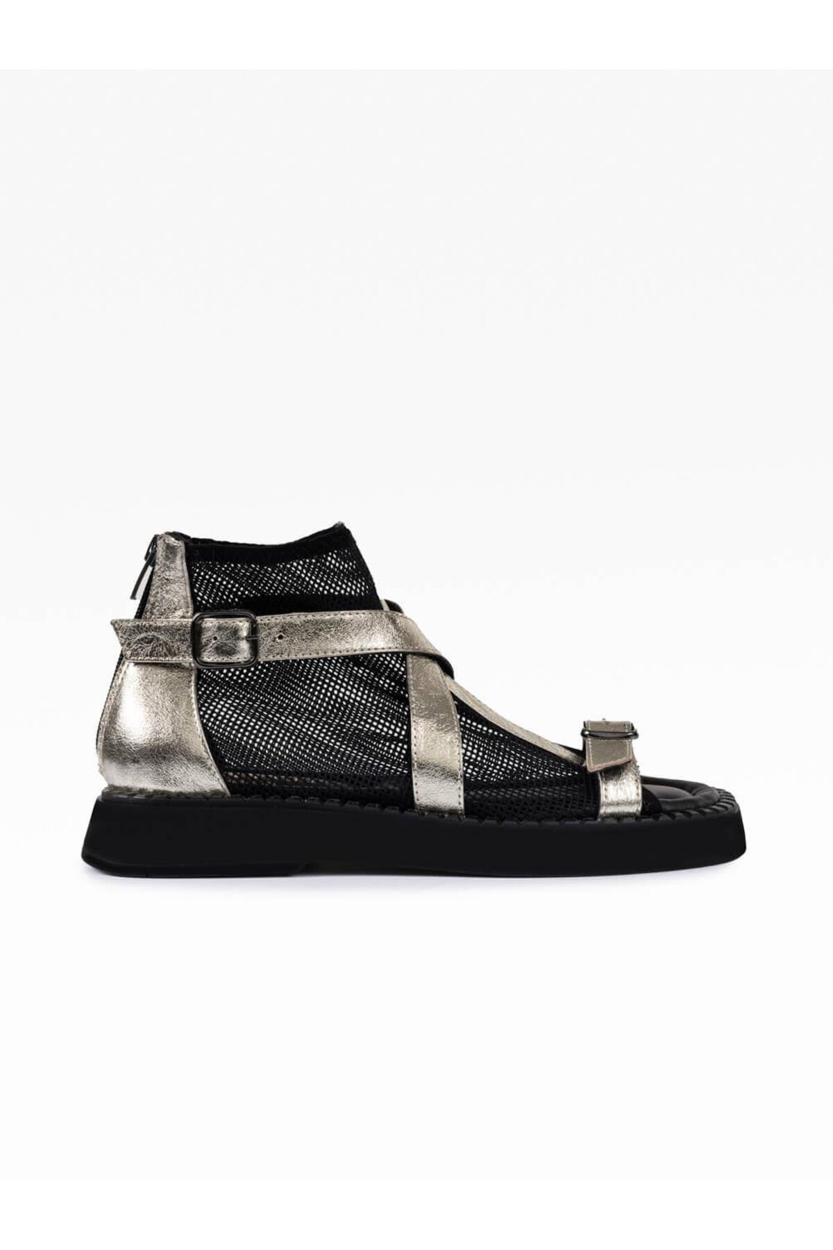 Karen Dore Leather Women's Black Fishnet Sandals