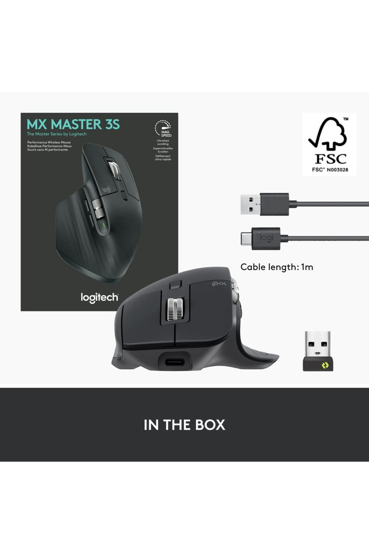 logitech-Mouse Wireless LOGITECH MX Master 3S Performance, 8000 dpi, Silent, USB, Bluetooth (Negru) 9