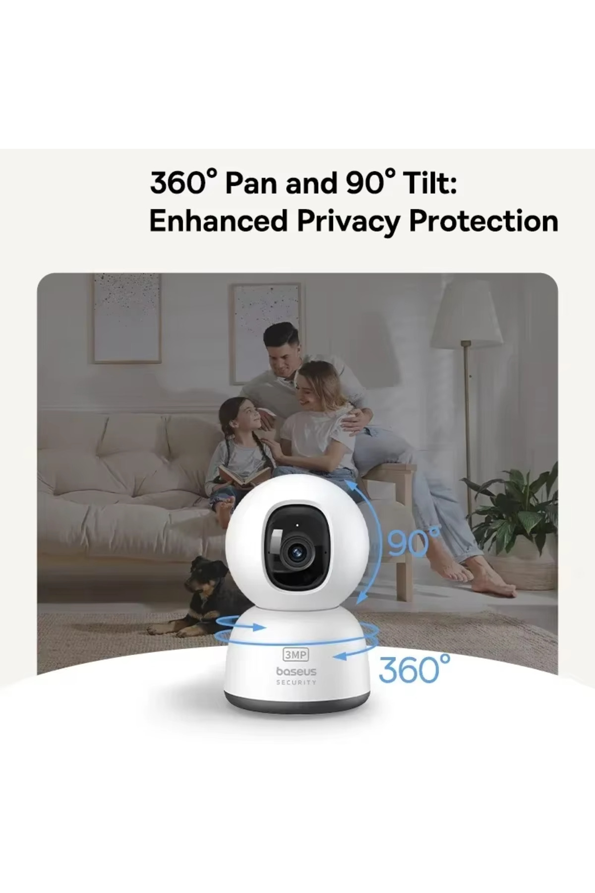 Baseus-Security P1 Lite 3mp Wi-fi Indoor Camera, Ai Detection, 360 Pan, 90 Tilt, Night Vision 5