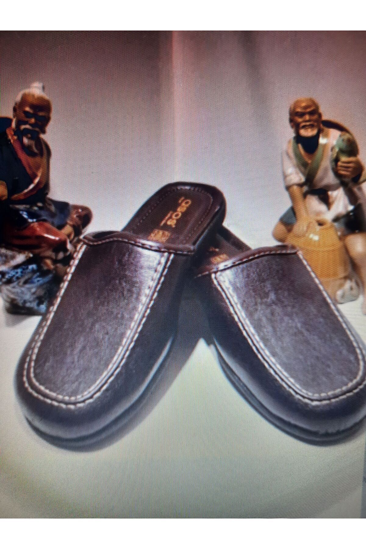 ASOS-Men's Brown Faux Leather House Slippers 3