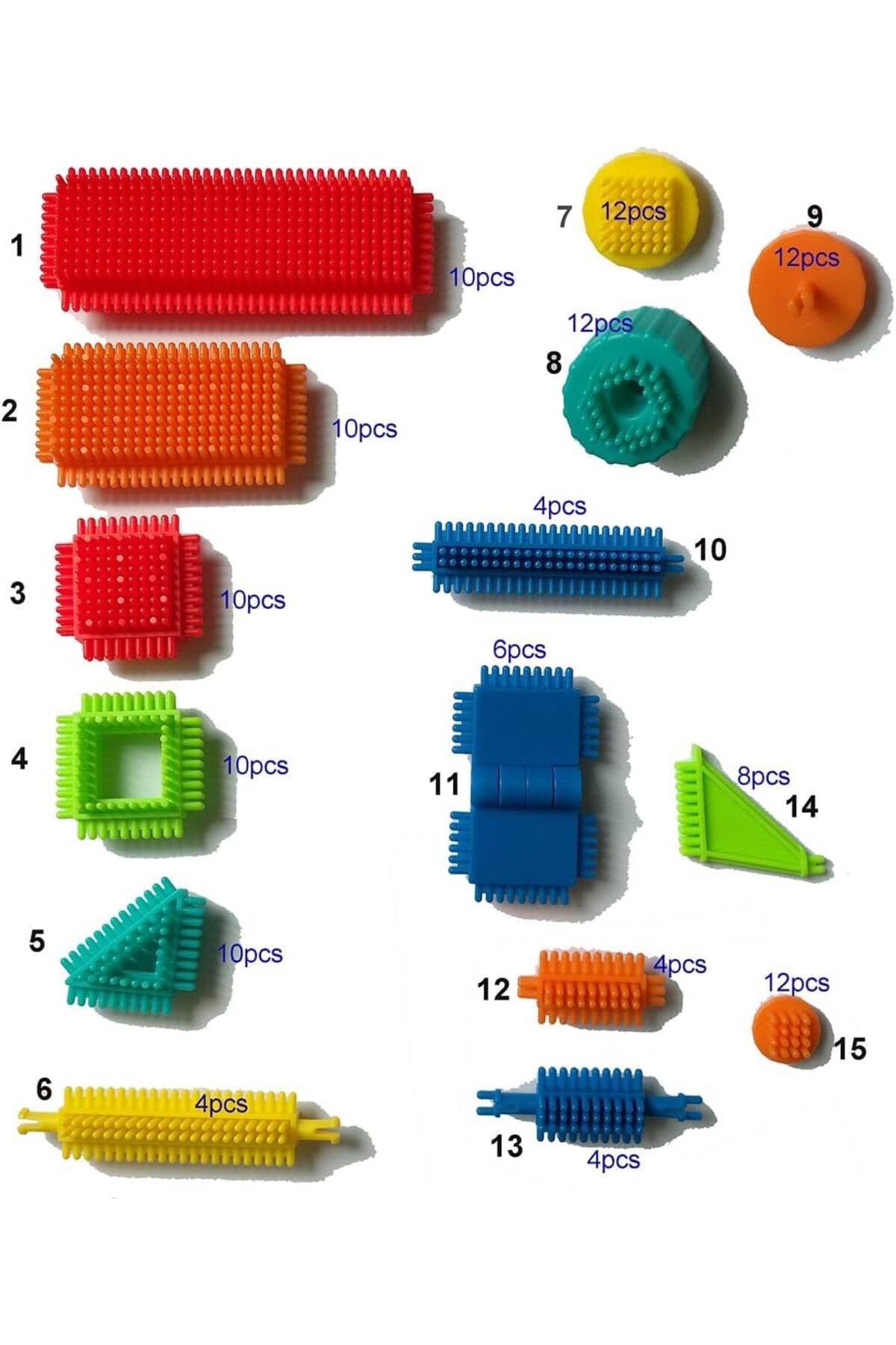 ست اسباب‌بازی بلوک‌های ساختمانی سه‌بعدی به شکل برس، اسباب‌بازی آموزشی قابل‌چیدمان برای پیش‌دبستانی‌ها، هدیه برای کودکان