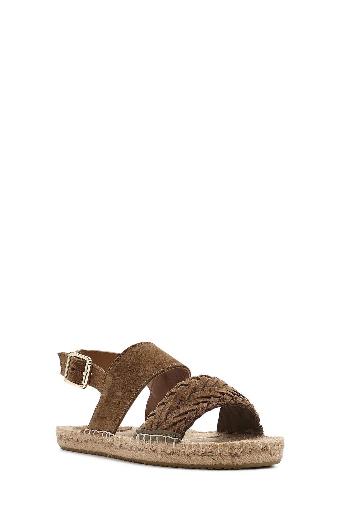 Derimod-Women's Mink Knit Detailed Suede Leather Espadrille 25Sfd 206310 7