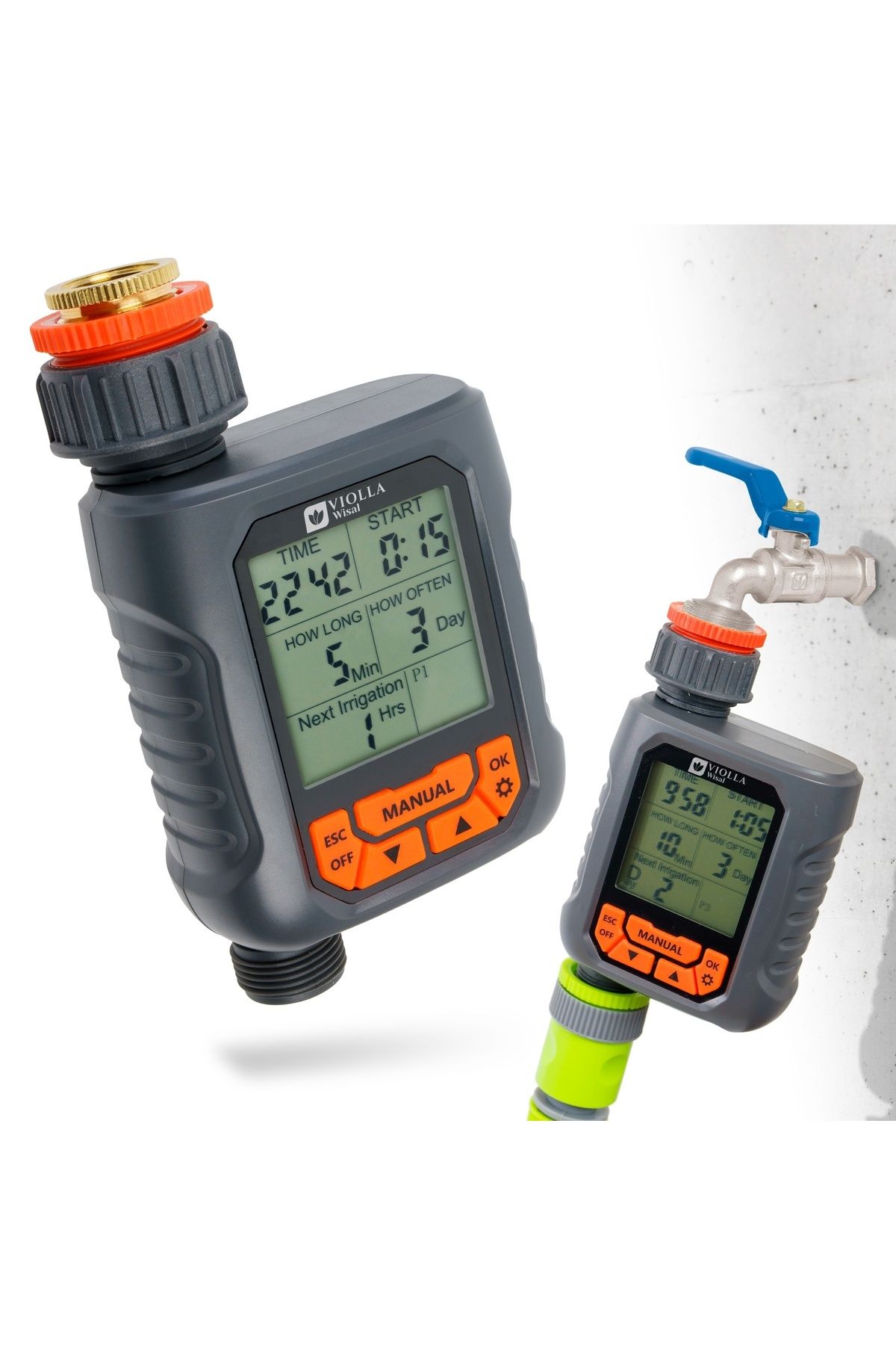 VİOLLA-Easy to control digital garden watering timer for daily automatic watering with rain sensor for watering grass, plants and flowers. 2