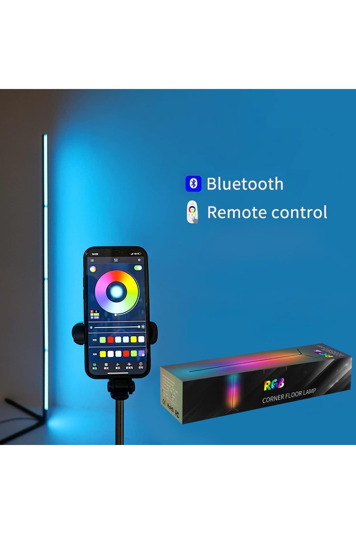COOYA-RGB Smart Remote Control Floor Lamp, LED Color Changing, With Music Sync & Blutooth APP Control 2
