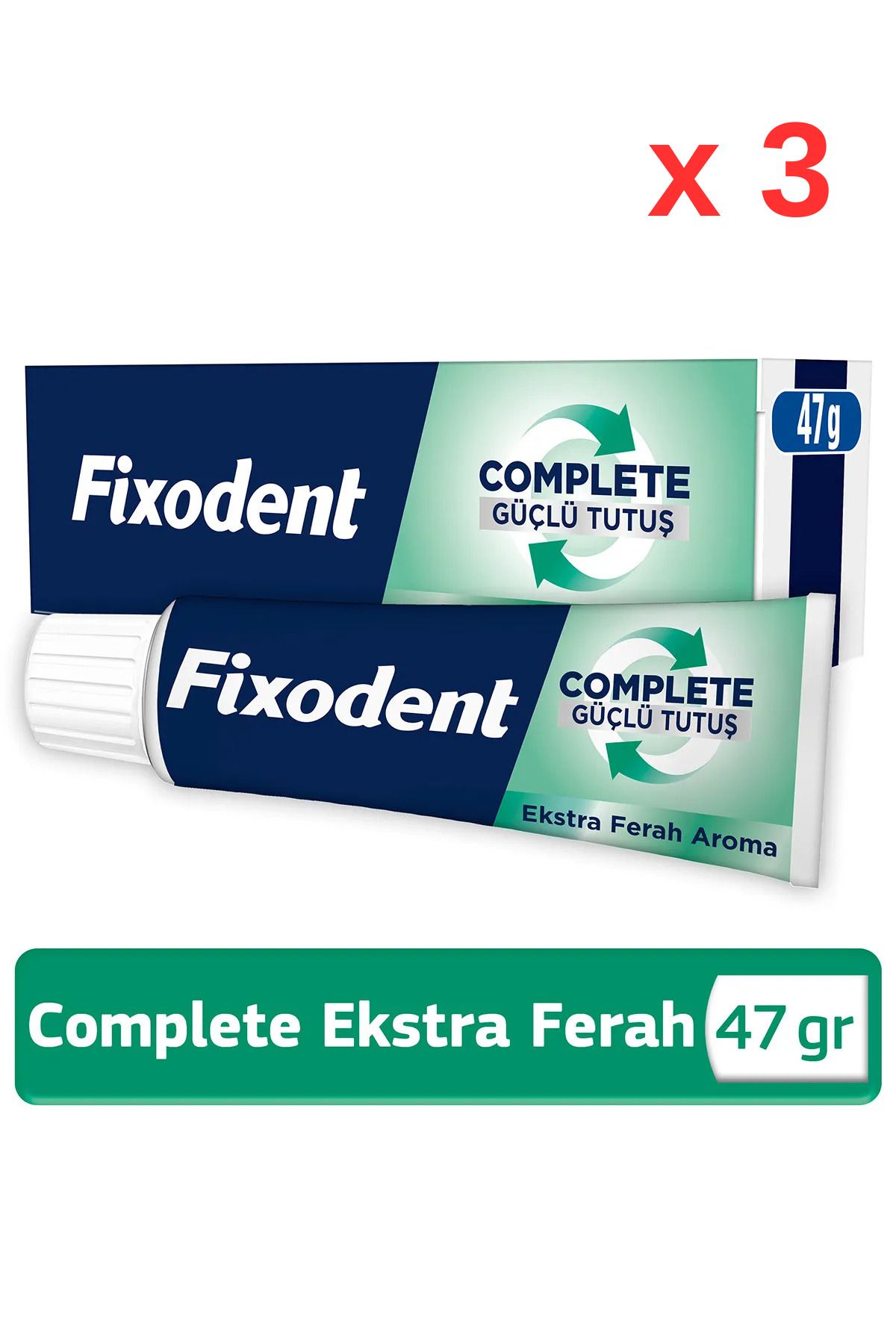 Fixodent Complete Ekstra Ferah Diş Protezi Yapıştırıcı Krem 47G - 3 Adet