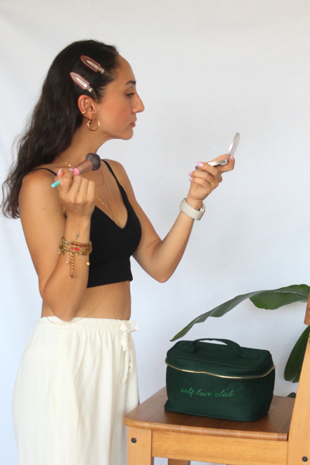 Milky Way Design-Geantă de machiaj din pânză verde verde Self Love Club / Geantă de îngrijire 8