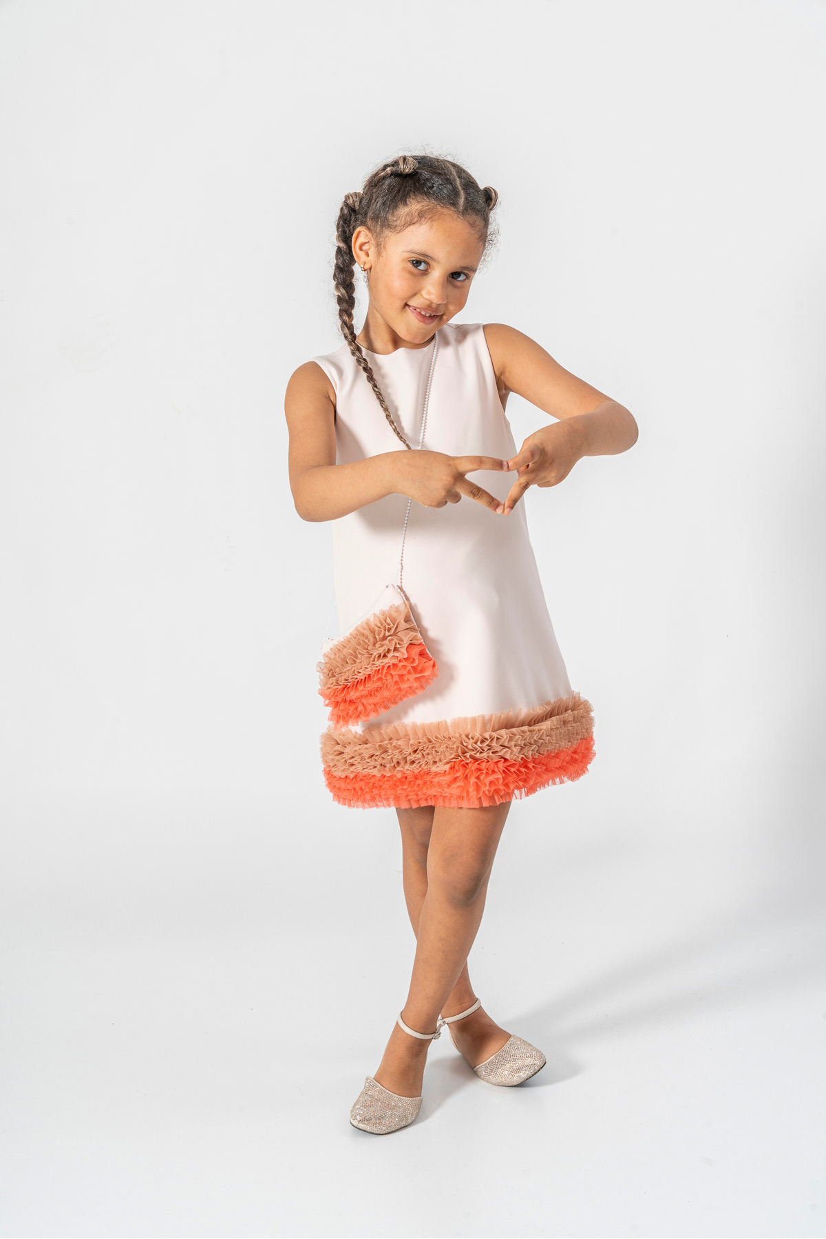 Miss Esilay Boutique WECAN EXCLUSİVE eteği renkli fırfırlı çantalı kız çocuk doğum günü parti abiye elbise fotoğrafı 4 (önizleme)