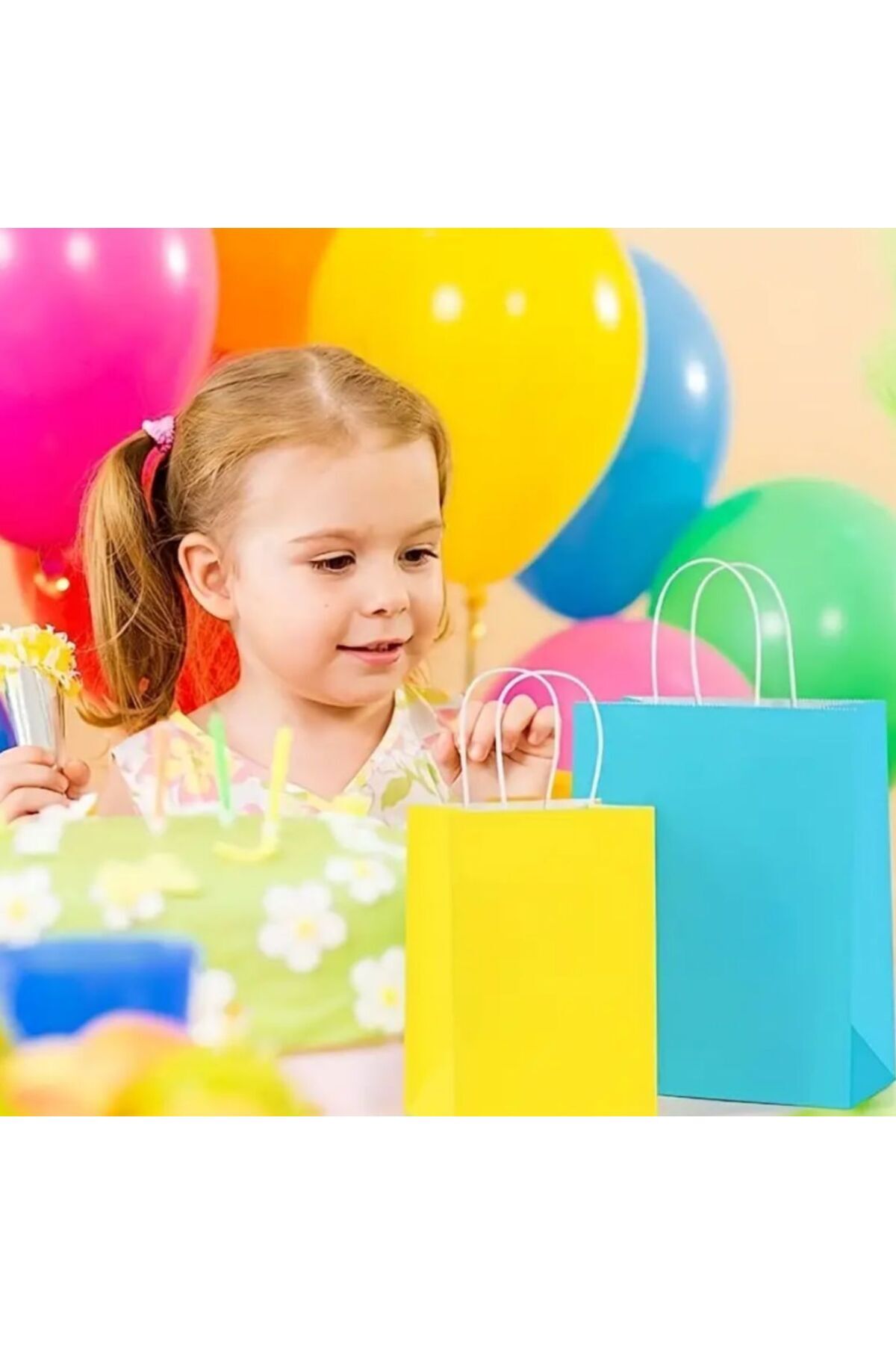 OZN AKSESUAR 12 Adet Renkli kulplu parti çantası,hediye torbası, doğum günü, düğün, bebek partisi, Noel için fotoğrafı 4 (önizleme)