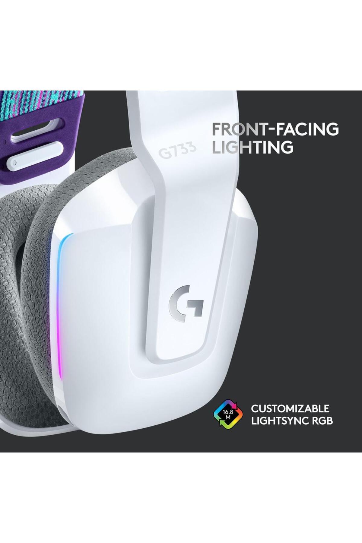 logitech-Casti Gaming Wireless LOGITECH G733, iluminare RGB, Microfon (Alb) 5