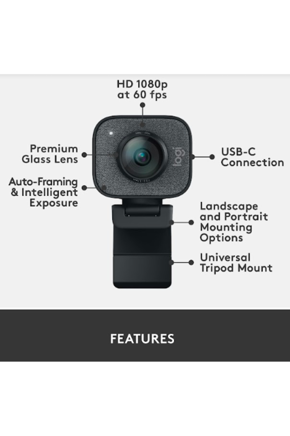 logitech-Camera web Logitech StreamCam, Full HD, unghi de vizualizare 78, autofocus, USB-C (Negru) 8