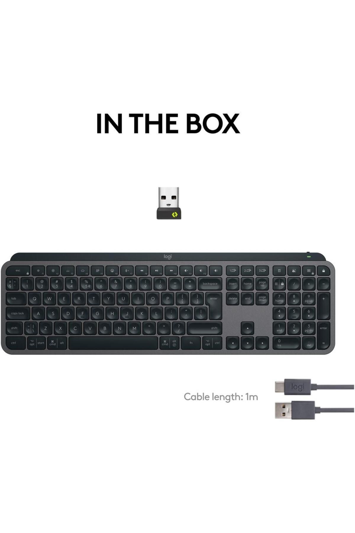 logitech-Logitech MX Keys S Wireless Keyboard, Lighting, 2.4GHz&Bluetooth, USB-C, US INTL Layout (Grey) 9