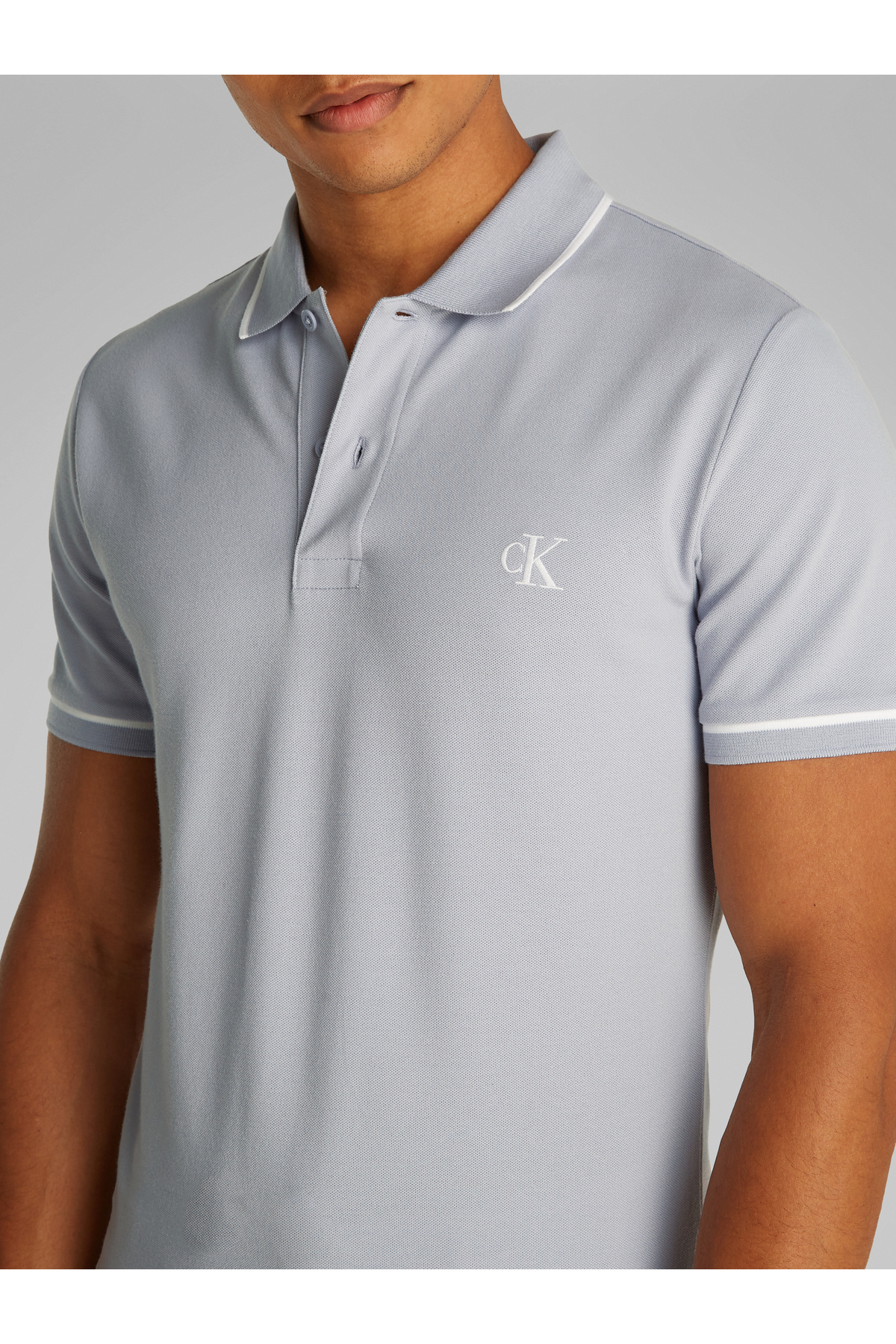 Calvin Klein-Men Gray Tipping Slim Polo T-Shirt 4